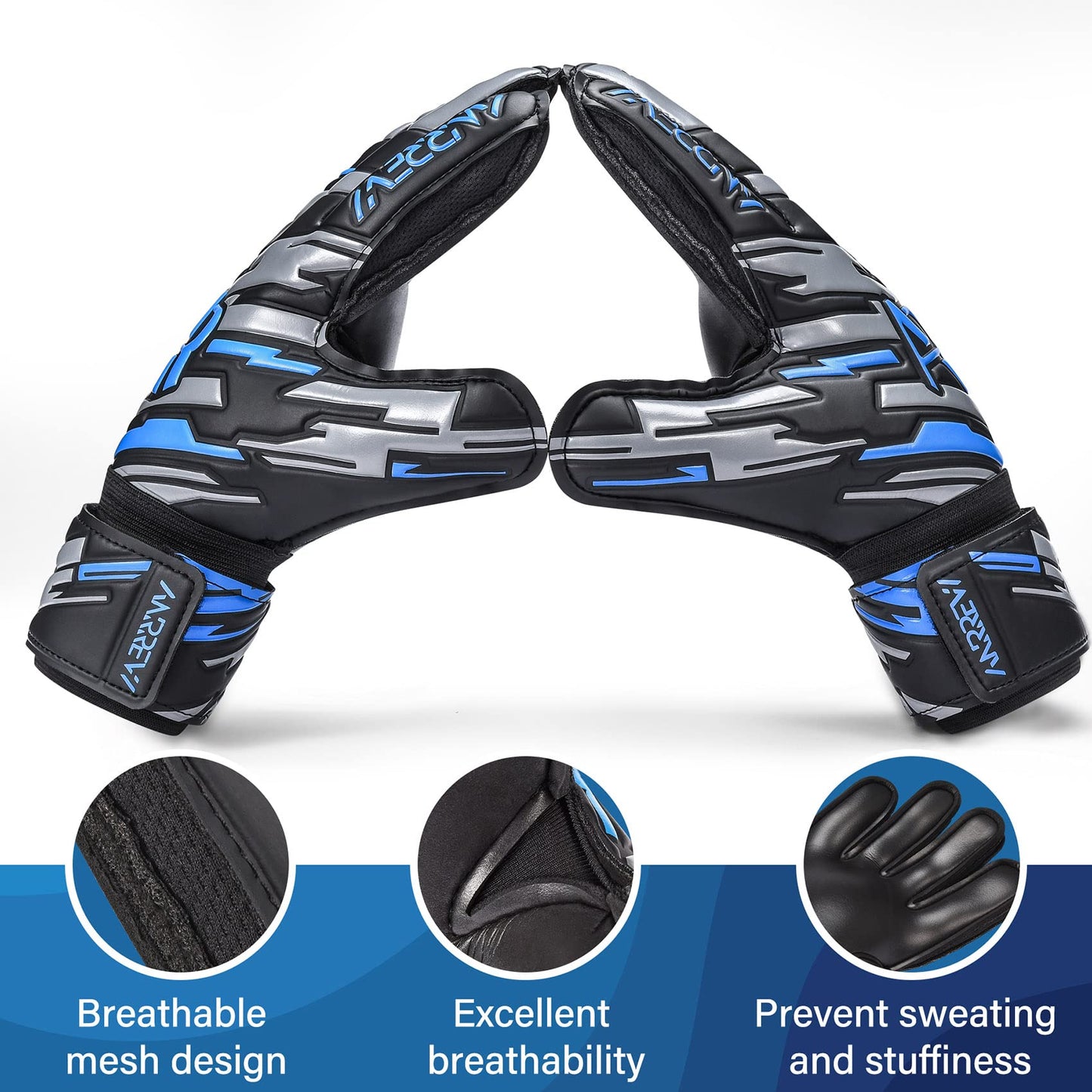 Anrrew Soccer Goalie Gloves with fingersave and Double Wrist Protection.Goalkeeper Gloves Provide Extreme Strong Control and Grip.Soccer Gloves for Youth,Kids,Adult