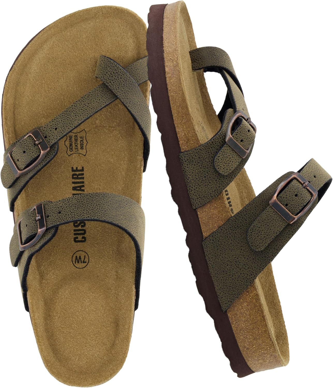 CUSHIONAIRE Women's Luna Cork Footbed Sandal With +Comfort