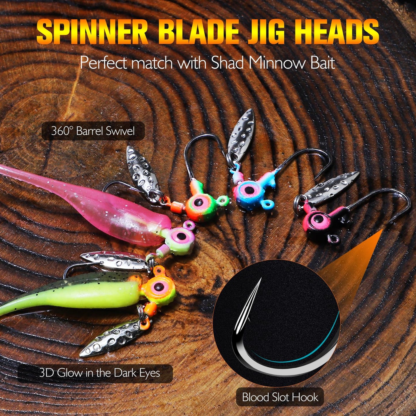 Dovesun Crappie Lures with Jig Heads Kit, Soft Plastic Grubs-Tube Baits 1/8oz 1/16oz 1/32oz Crappie Jigs Walleye Trout Bass Crappie Baits 95-120pcs