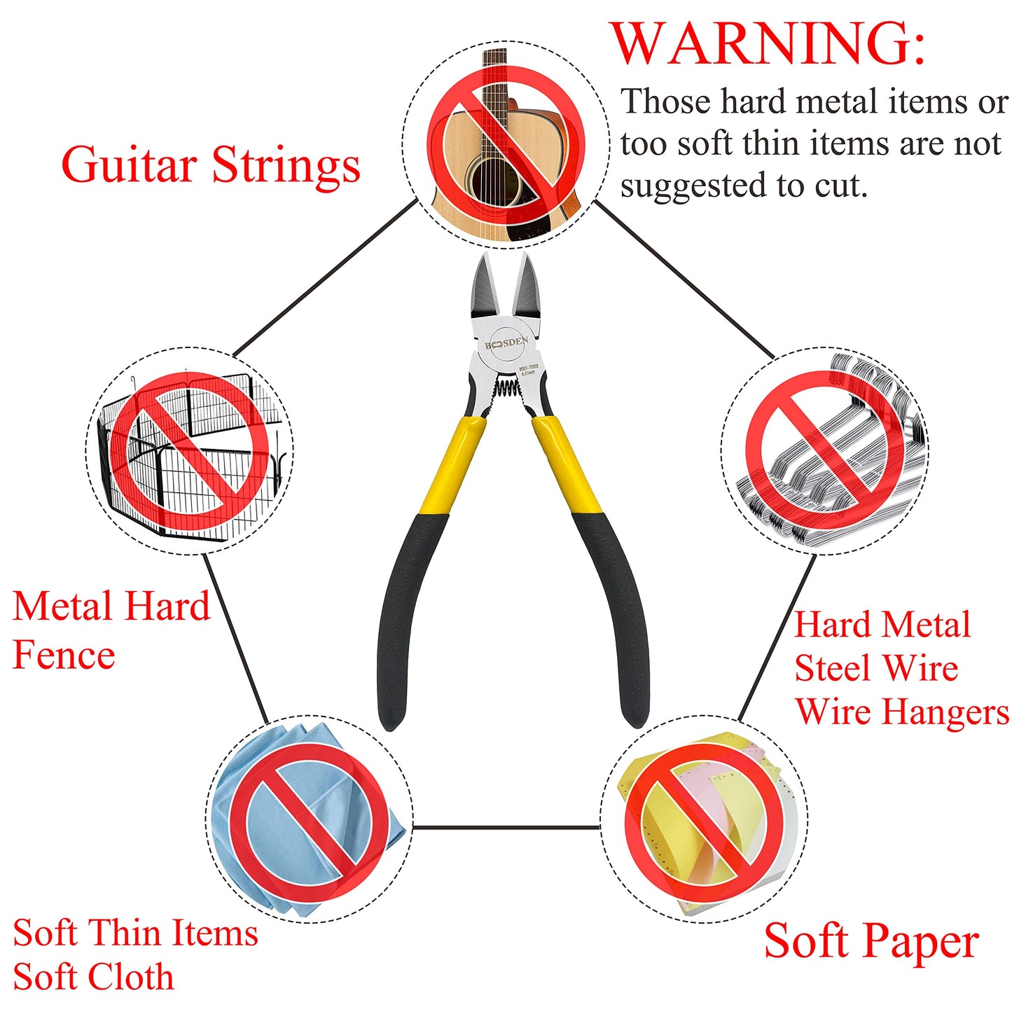 Wire Cutters 10 Pack, 6.5 inch, BOOSDEN Flush Cutters, Spring Loaded Cutting Pliers, Side Cutters, Dykes Cutter, Wire Clippers, Plastic Cutter, Wire Cutters for Jewelry, Floral, Electrical