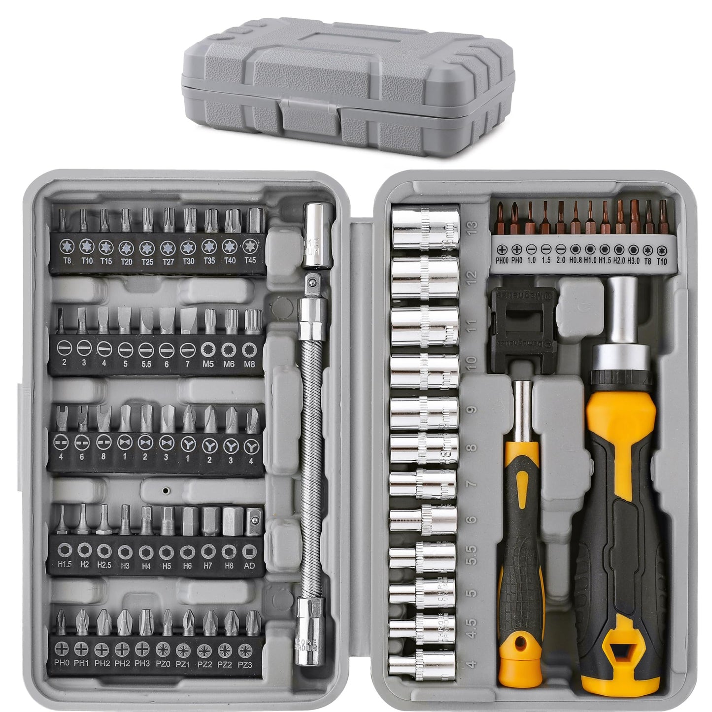 Hi-Spec 101pc Multi Bits Screwdriver & Ratcheting Handle Tool Set Kit. Complete 1/4” Hex Screwdriving with Tamper Proof Security Driver Bits