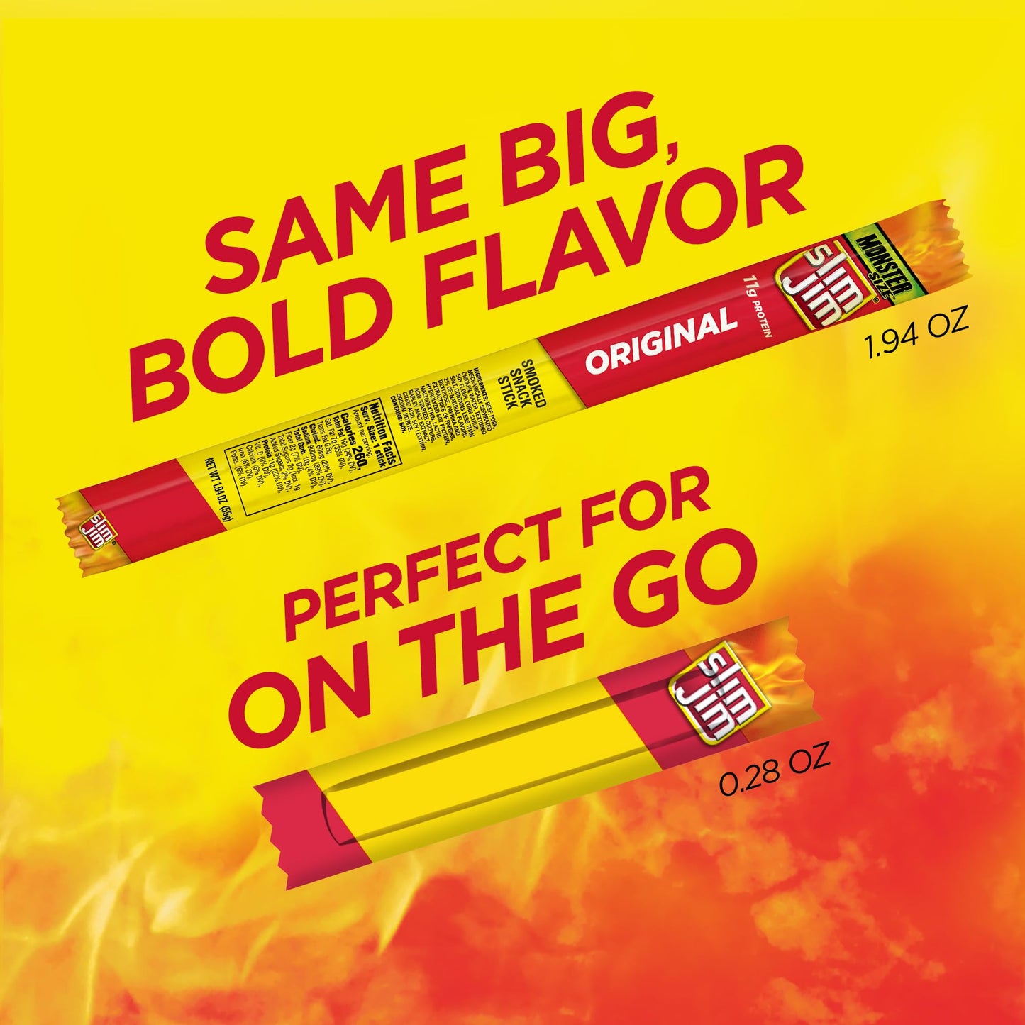 Slim Jim Smoked Meat Sticks, Mild Flavor, 6g Protein Per Serving, Snack Size, 0.28 oz. (100 Count)