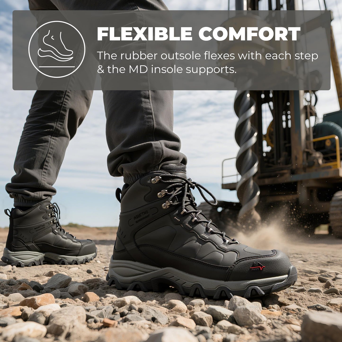 NORTIV 8 Waterproof Steel Toe Boots for Men Slip Resistant Safety Industrial Boots