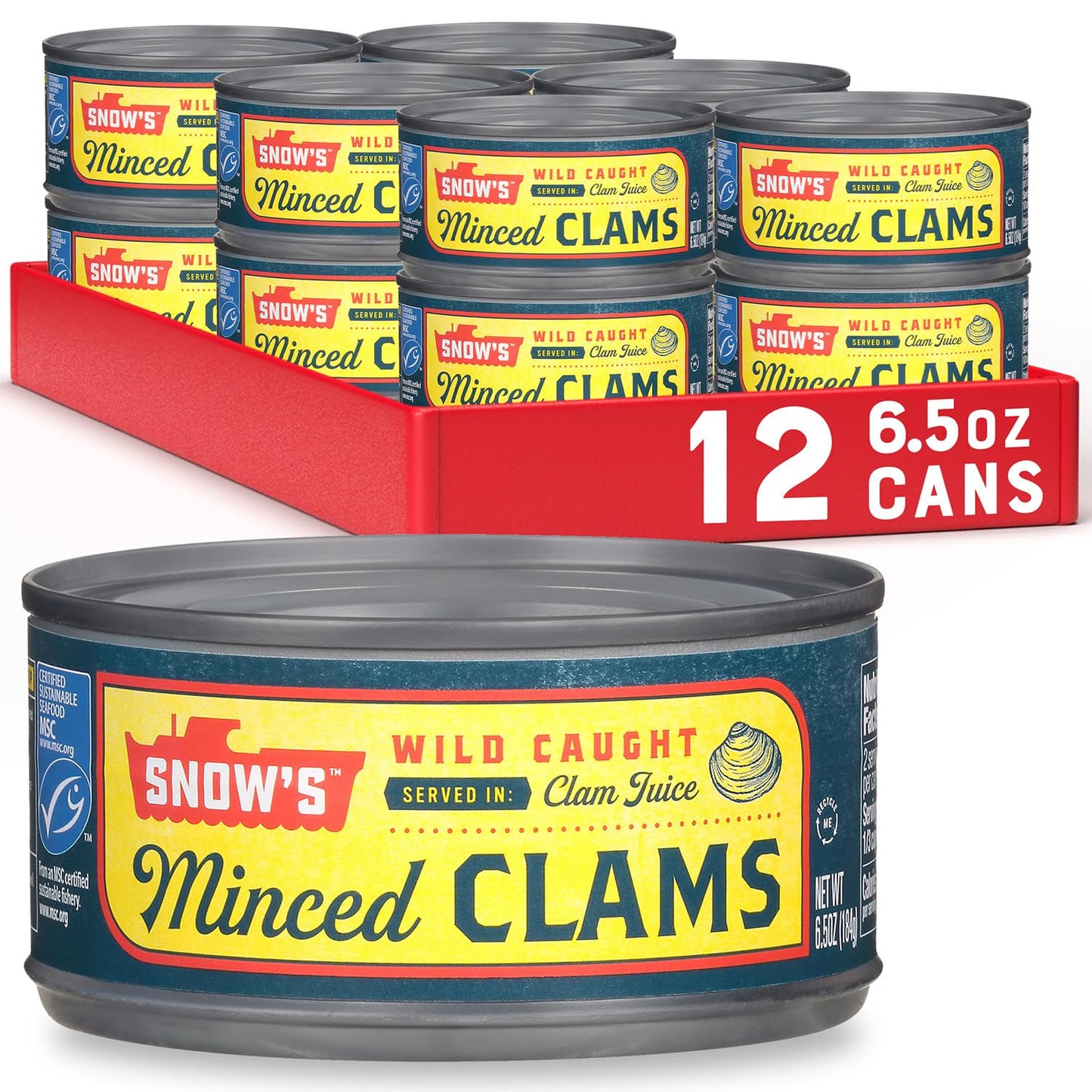 Snow's Ocean Chopped Clams Canned, 51 oz Can - 7g Protein per Serving - Gluten Free, No MSG, 99% Fat Free - Great for Pasta & Seafood Recipes