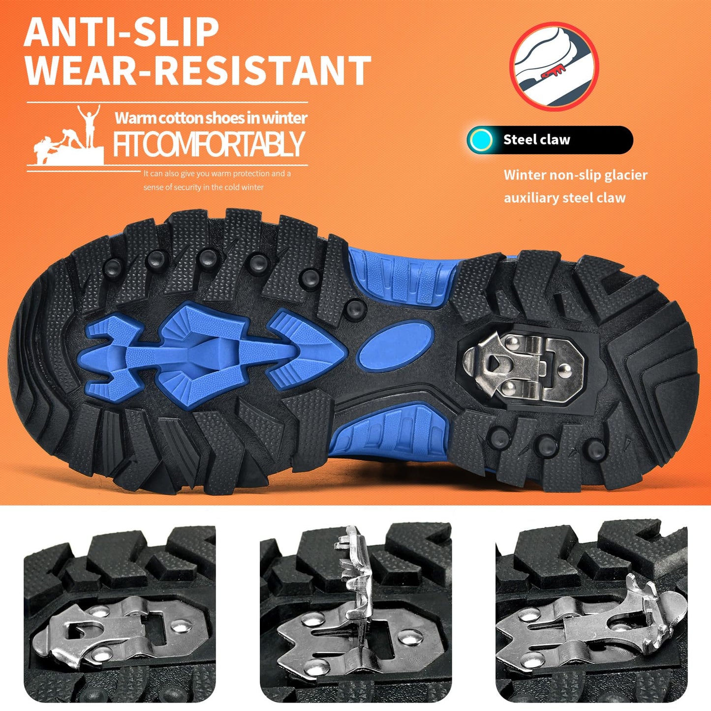 Littleplum Boys Snow Boots Winter Waterproof Antiskid Boots Hiking Outdoor Shoes Booties for Unisex Kids (Little Kid/Big Kid)