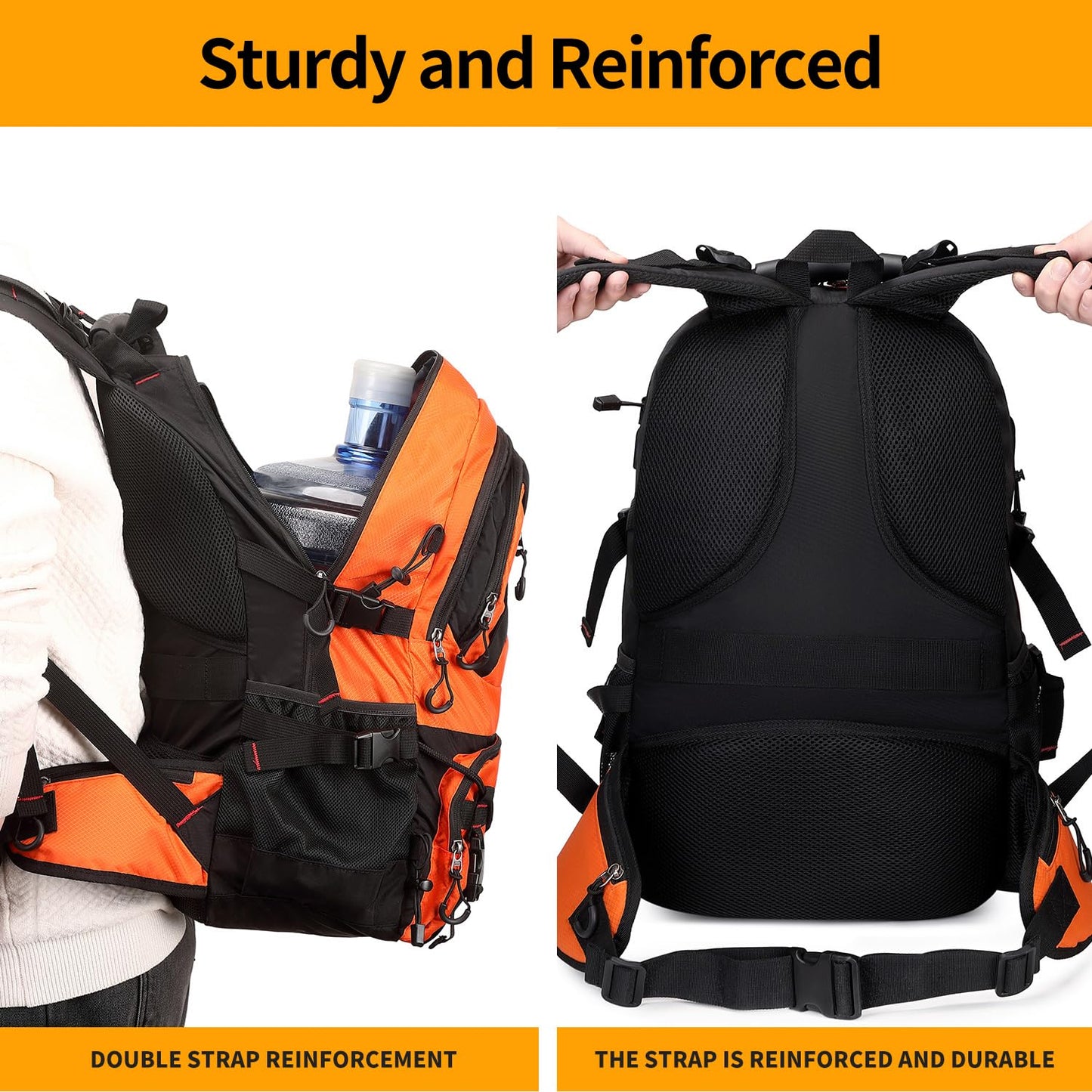 Nerlion 40L Hiking Backpack Travel Backpack for Men Women Camping Waterproof Outdoor Hiking Daypack Lightweight Backpack (Orange)