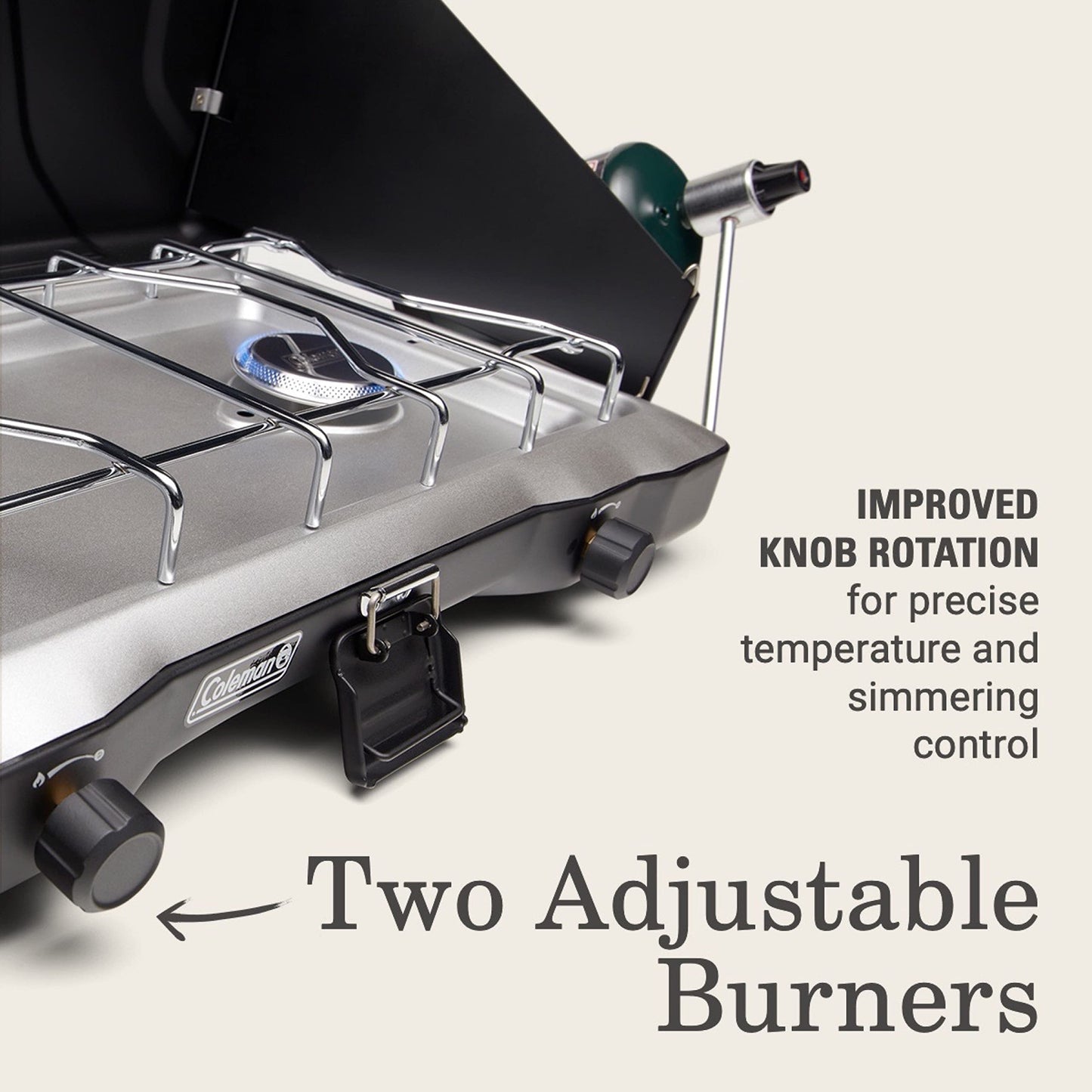 Coleman Triton 2-Burner Propane Camping Stove, Portable Camping Grill/Stove with Adjustable Burners, Wind Guards, Heavy-Duty Latch & Handle, 22,000 Total BTUs of Power for Camping, Tailgating, BBQ