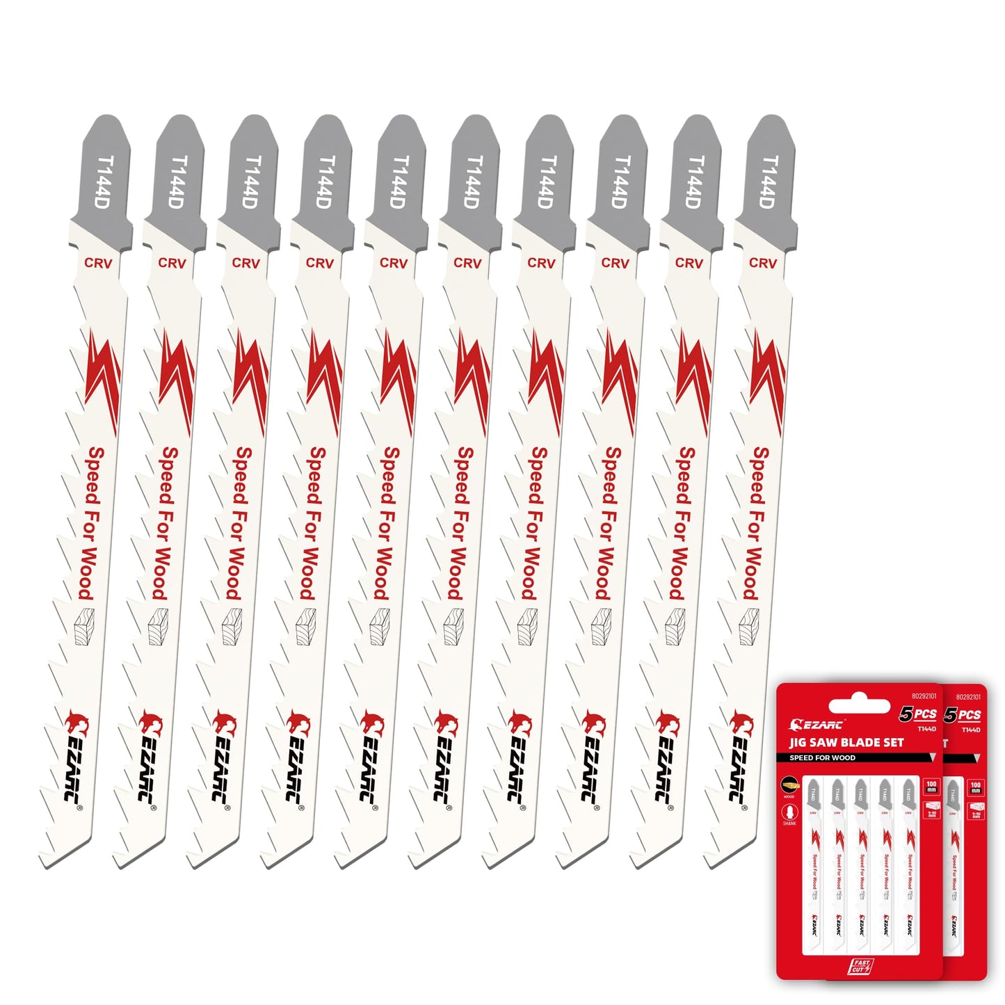 EZARC Jigsaw Blades Set 30pcs with Storage Case, Assorted T-Shank Replacement Jig Saw Blades for Cutting Wood, Plastic and Metal