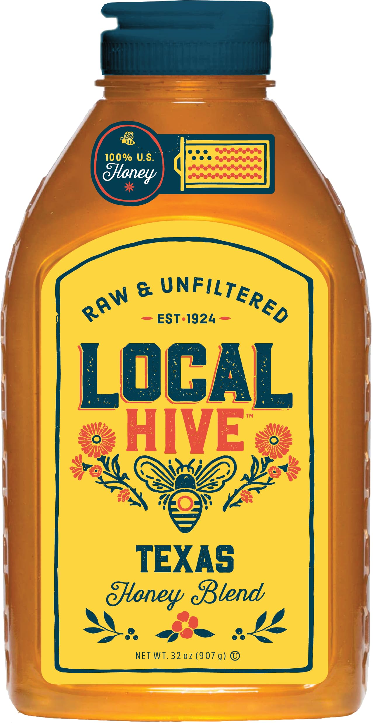 Local Hive Midwest Raw Unfiltered Honey – 16 oz, 100% Pure US Honey, Sourced from American Bees and Beekeepers - Natural Sweetener, Ideal for Tea, Baking, and Cooking