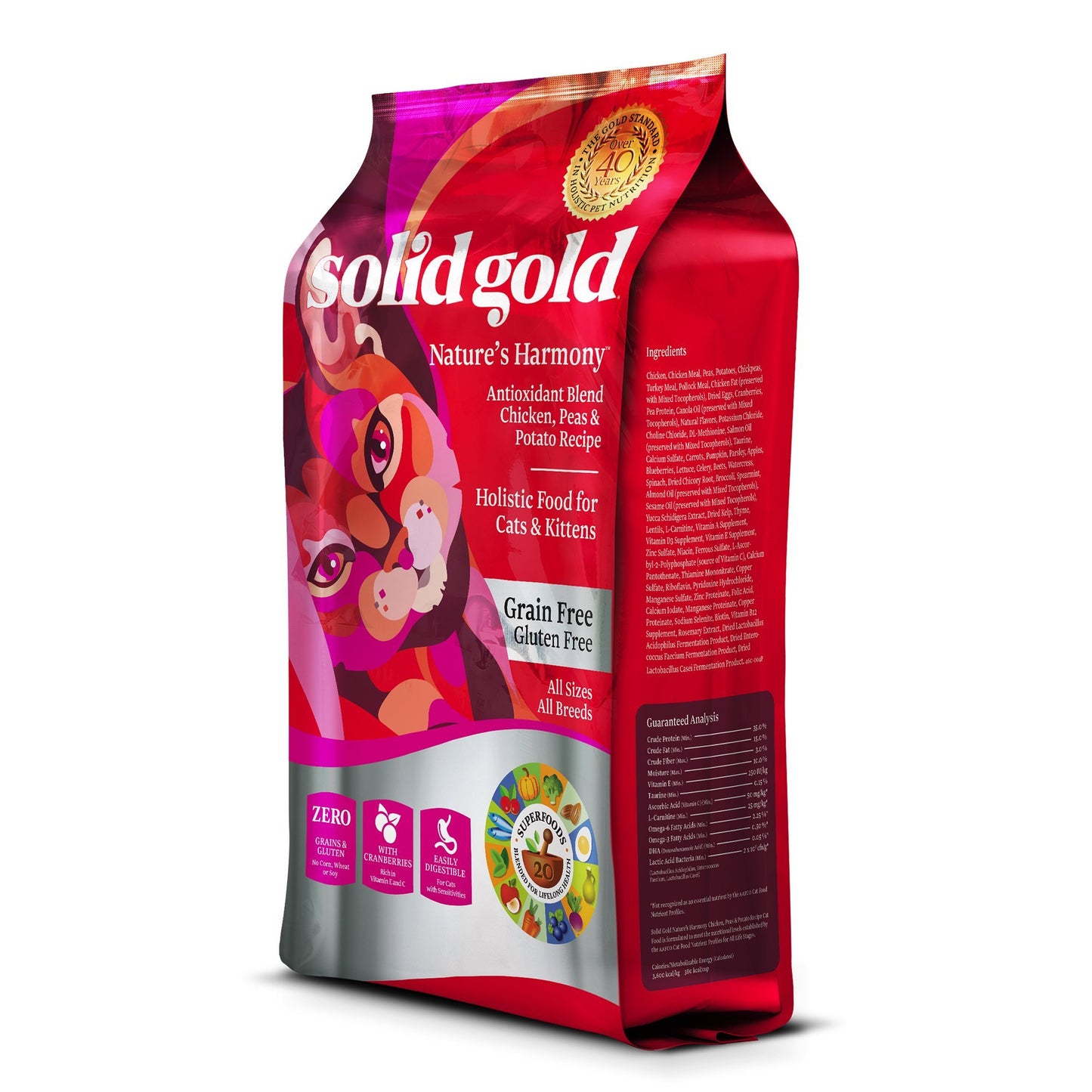 Solid Gold High Protein Dry Cat Food - Grain Free & Gluten Free Chicken Cat Dry Food w/Probiotics for Gut Health & Digestion - High Fiber & Omega 3 - Low Carb Superfood Kibble for Cats All Ages - 6LB