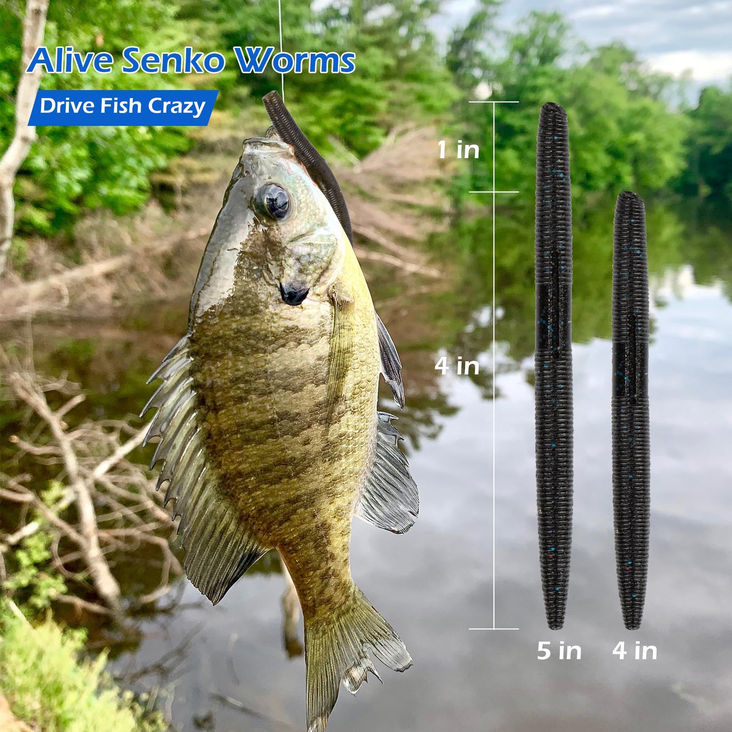 Senko Worms Kit – 4"/5" Soft Plastic Fishing Lures with Salt Impregnation for Bass Fishing