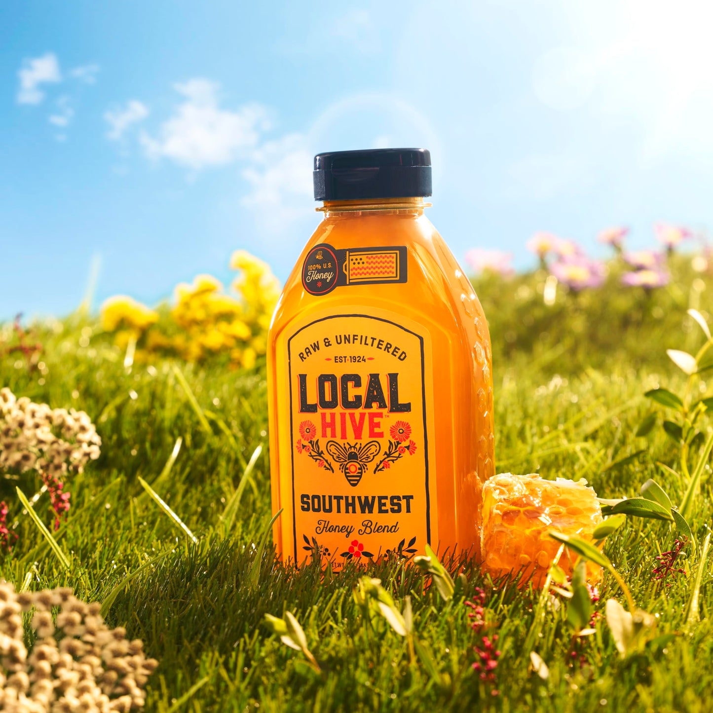 Local Hive Midwest Raw Unfiltered Honey – 16 oz, 100% Pure US Honey, Sourced from American Bees and Beekeepers - Natural Sweetener, Ideal for Tea, Baking, and Cooking
