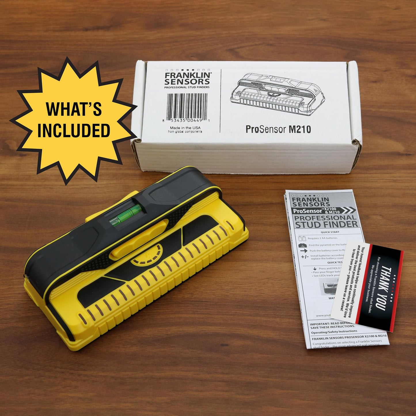 Franklin Sensors ProSensor M210 Stud Finder with 13-Sensors, Wood & Metal Stud Detector/Wall Scanner, Live Wire Detection