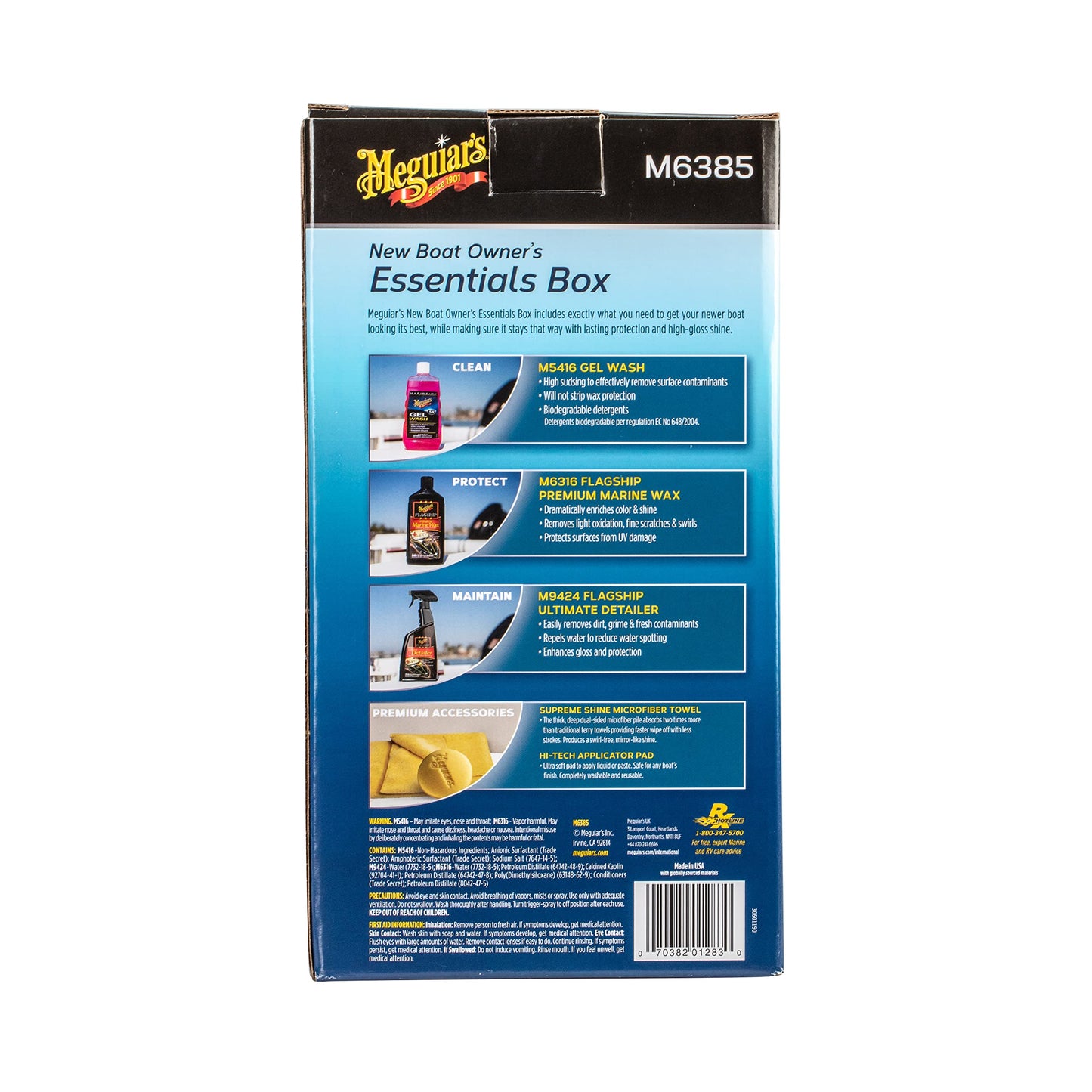 Meguiar's M4965 Marine/RV Fiberglass Restoration System, 3-Piece Marine Fiberglass Repair Kit Featuring Oxidation Remover for Boat Care Plus Boat Polish and Wax