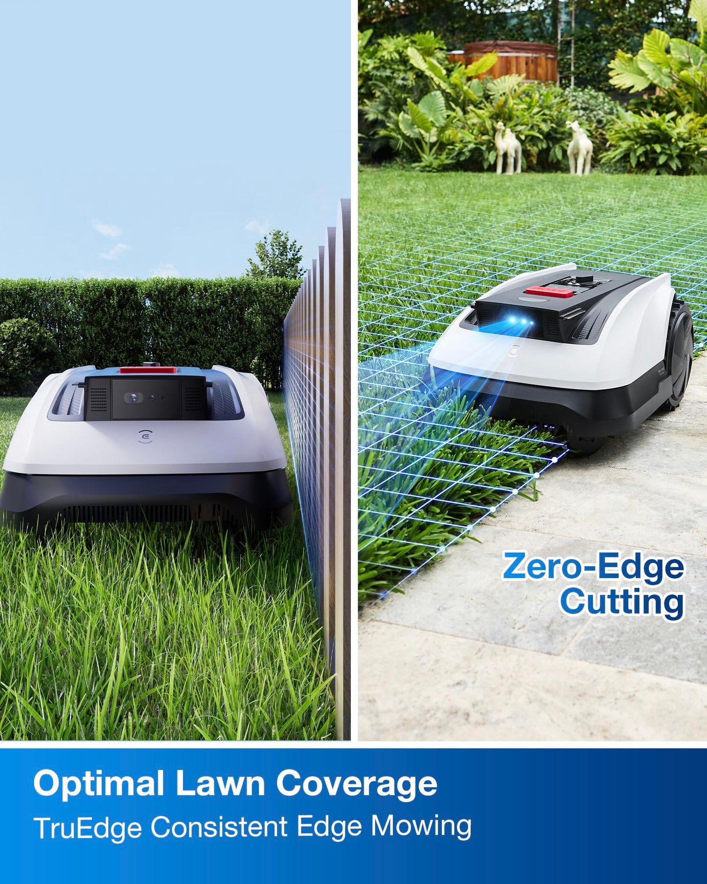 ECOVACS Goat A2500 RTK Robot Lawn Mower, Lidar-Enhanced RTK+Vision Navigation, Auto-Mapping, Dual Blades, Edge Precision Mowing, Perimeter Wire-Free, Suitable for 5/8 Acres Lawn, 50% Slope Capability