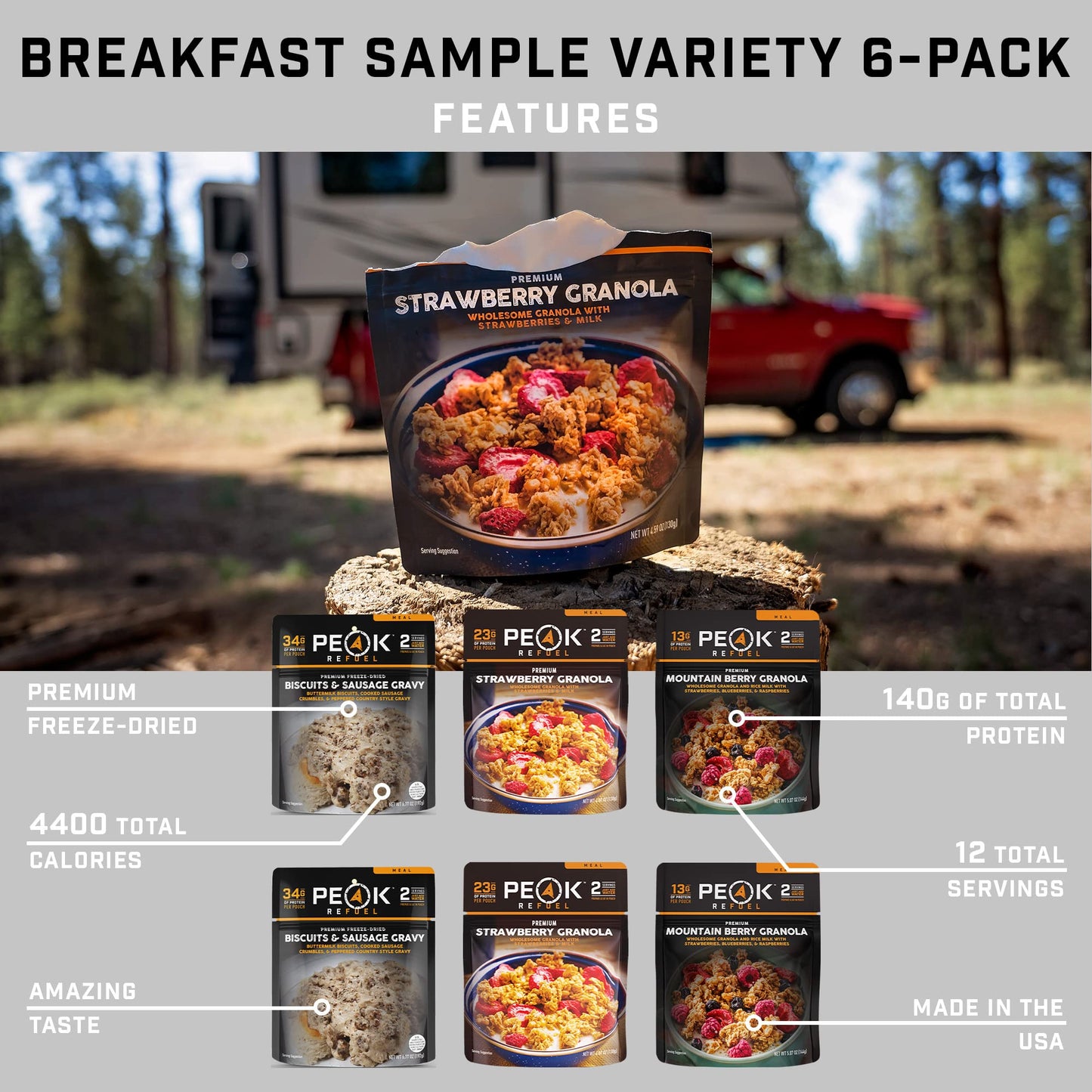 Peak Refuel Biscuits and Gravy | Premium Freeze Dried Camping Food | Backpacking & Hiking MRE Meals | Just Add Water | 100% Real Meat | 34g of Protein | 2 Serving Pouch (2 Serving Pouch)