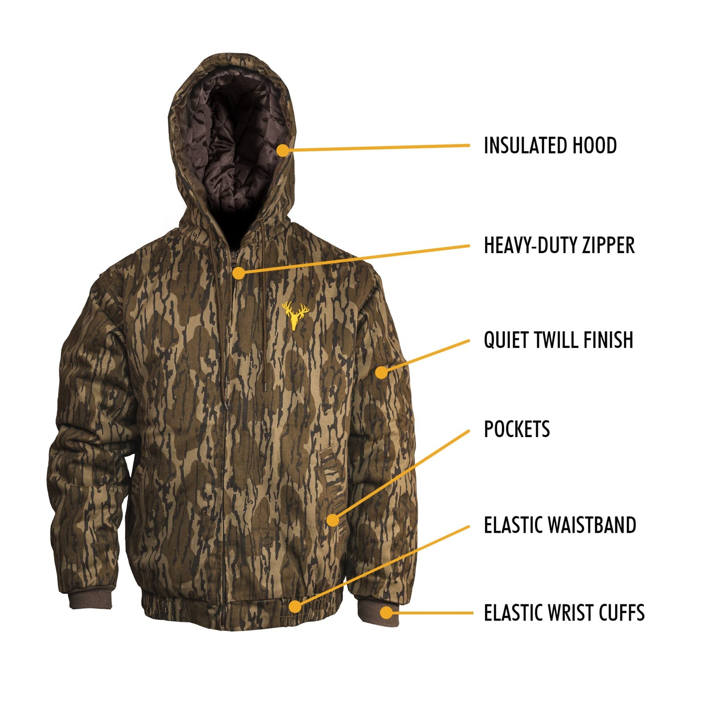 HOT SHOT Youth Insulated Twill Camo Hunting Jacket, Insulated Boy's Winter Coat, Ultra Quiet Camouflage Kids Hunting Gear