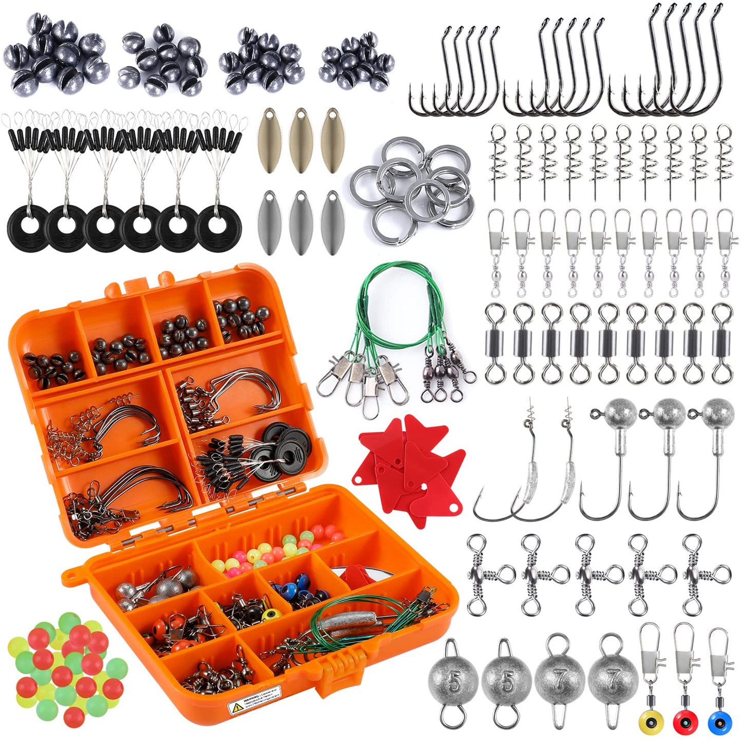 PLUSINNO Fishing Lures Baits Tackle Including Crankbaits, Spinnerbaits, Plastic Worms, Jigs, Topwater Lures, Tackle Box and More Fishing Gear Lures Kit Set, 102/302Pcs Fishing Lure Tackle