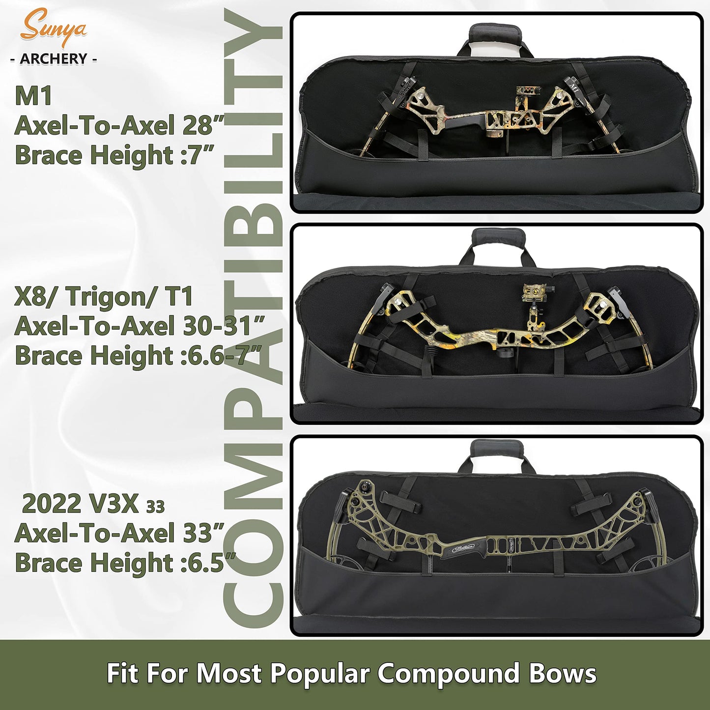 SUNYA Compound Bow Case with Molle System - Neoprene Bow String Protection & Padded Shoulder Sling - Soft Carrying Case for Archery Accessories, Equipment