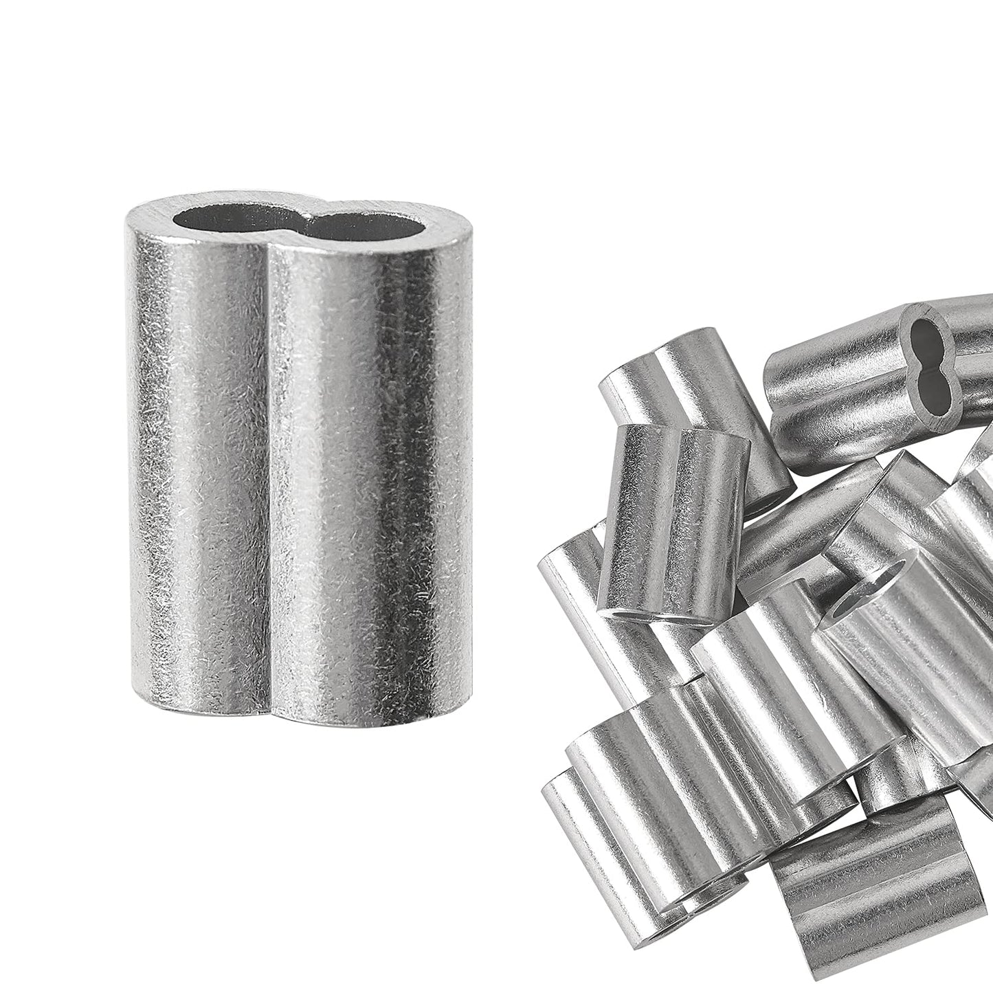 HSTECH 3/32" (2.5mm) 100PCS Aluminum Crimping Loop Sleeve for Wire Rope, Cable Ferrule