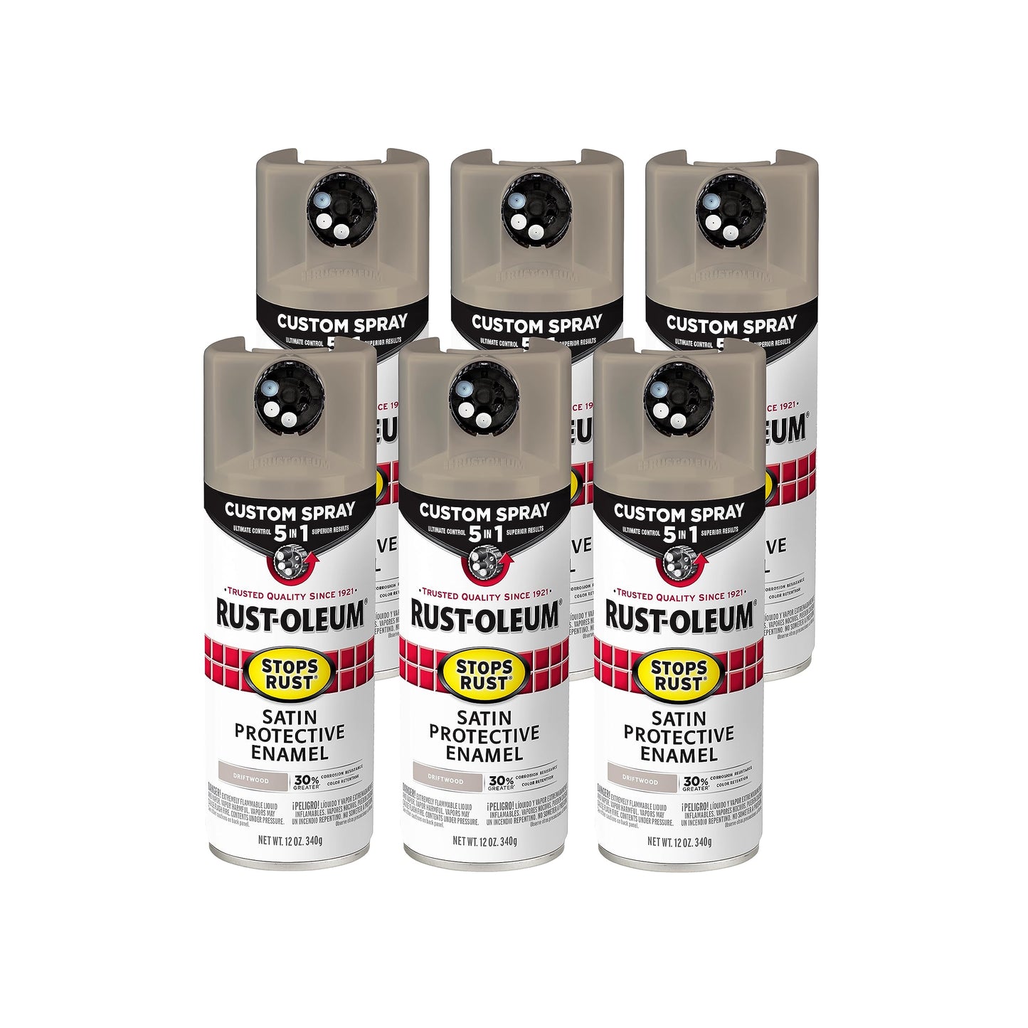 Rust-Oleum 376892 Stops Rust Custom Spray 5-in-1 Spray Paint, 12 oz, Gloss Leather Brown