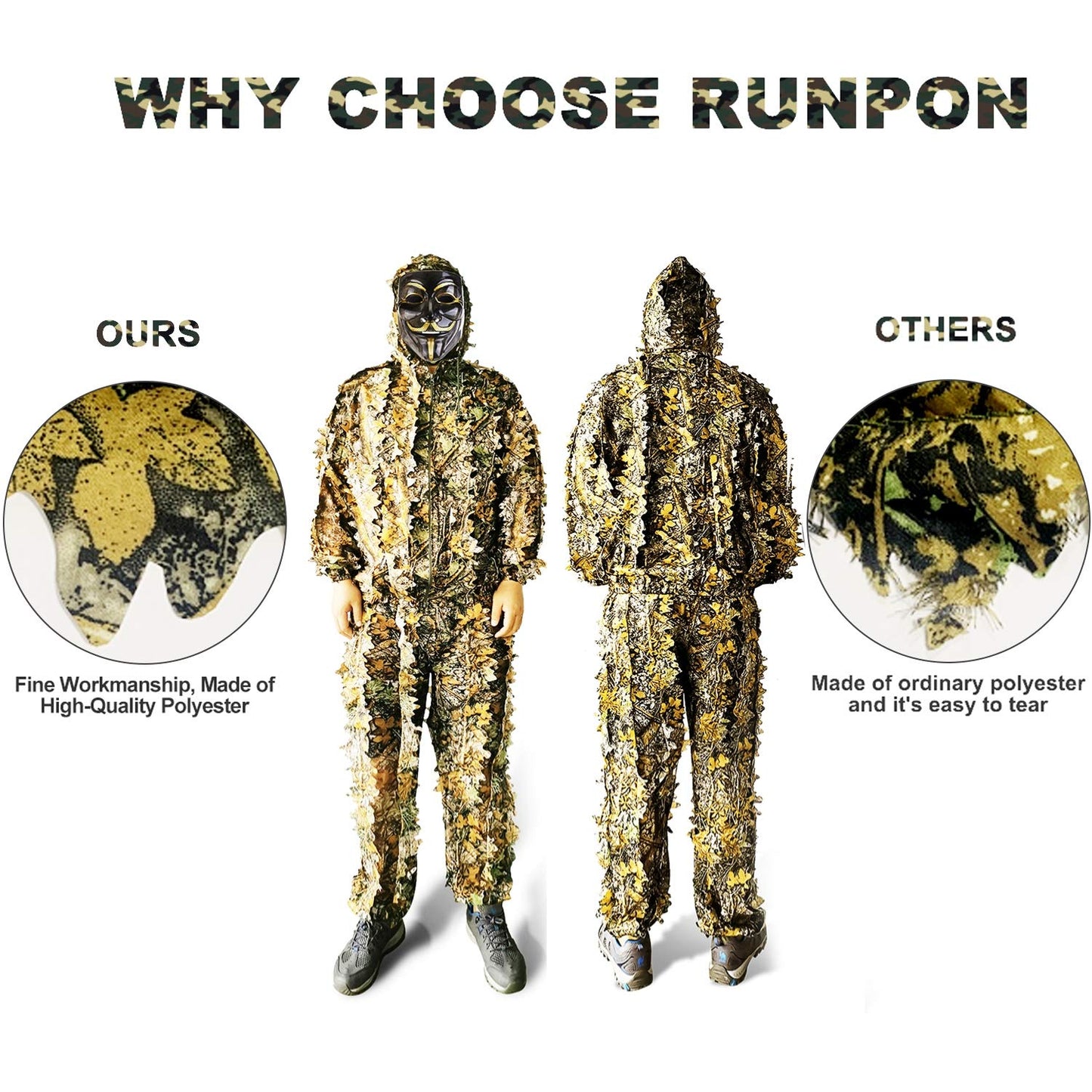 Upgrade Ghillie Suit Outdoor 3D Lifelike Super Lightweight Hooded Camouflage Clothing Jungle Woodland Hunting Shooting