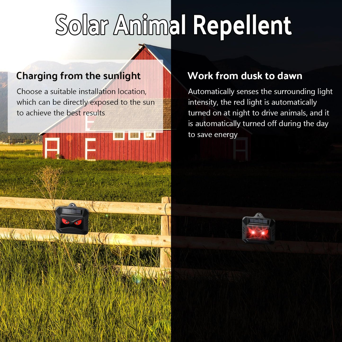 12 Pack Solar Control Light Nocturnal Animal Repeller Outdoor Deterrent Devices Light Sensor Animal Repellent for Skunk Deer Coyote Fox Raccoon Cat Garden Yard Farm Chicken Coop (Black)