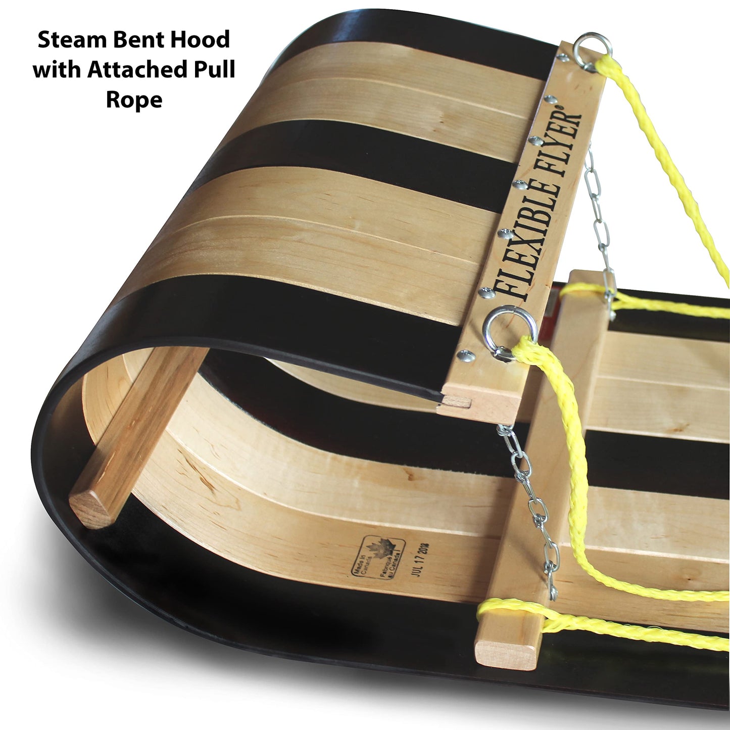 Flexible Flyer Classic Wood Toboggan. Snow Sled Adults & Kids, 6'