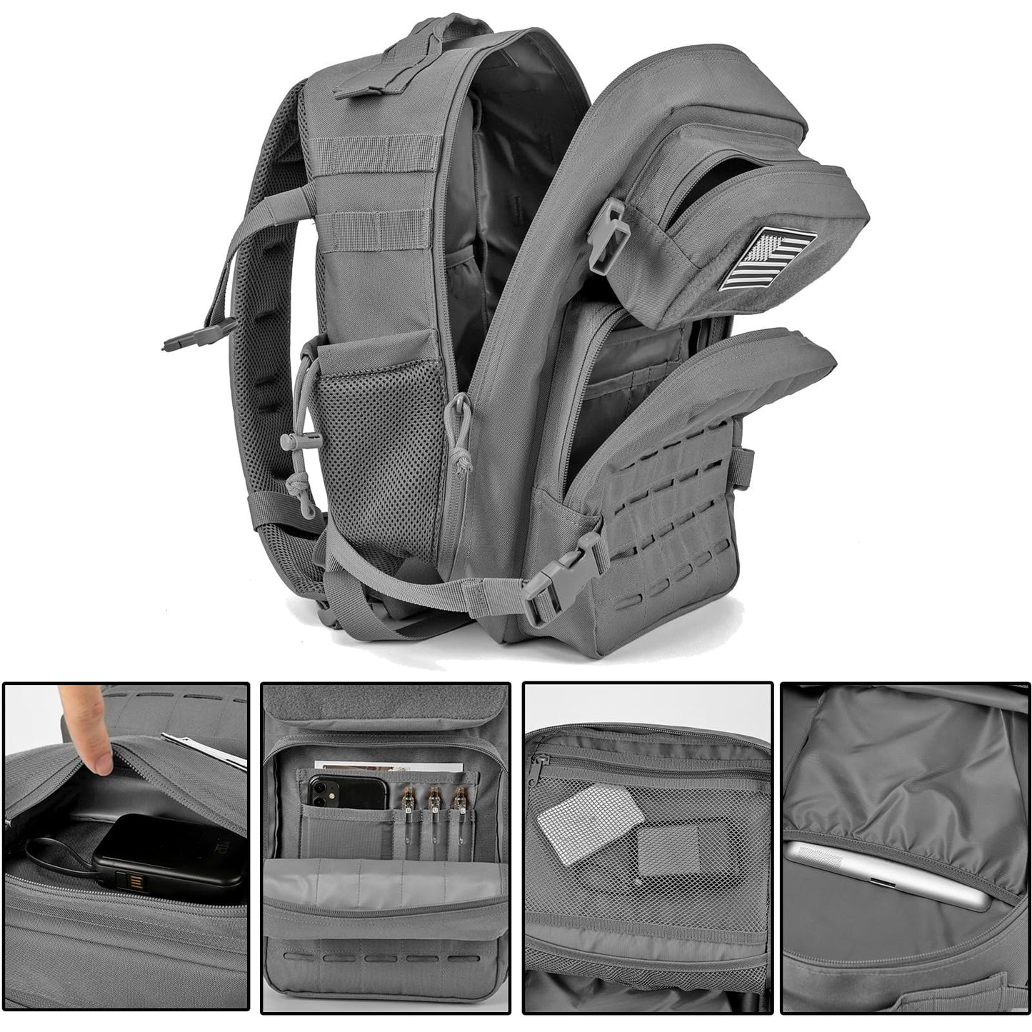 QT&QY 25L/35L/45L Military Tactical Backpack For Men Molle Daypack 3 Day Bug Out Bag Hiking Rucksack With Bottle Holder