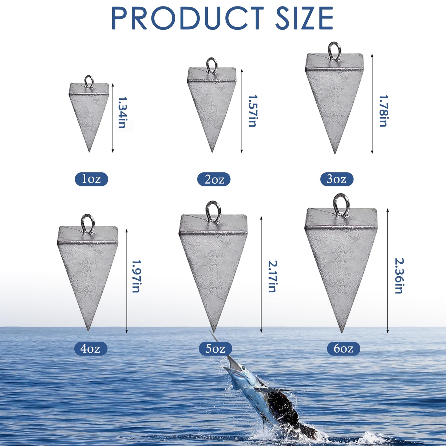 Fishing Weights Sinkers Pyramid Sinkers Surf Fishing Sinkers for Saltwater Fishing Gear Tackle 1oz 2oz 3oz 4oz 5oz 6oz 8oz 10oz 12oz 14oz 16oz