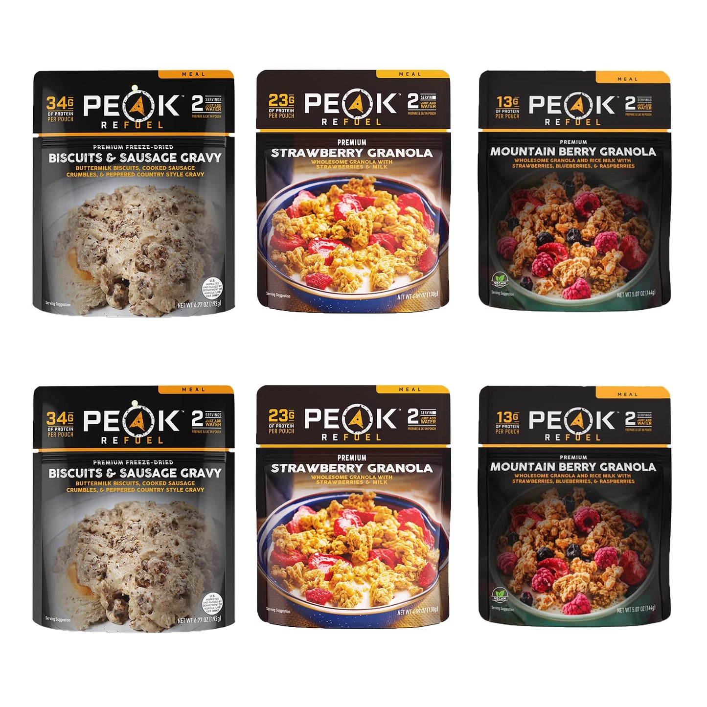 Peak Refuel Biscuits and Gravy | Premium Freeze Dried Camping Food | Backpacking & Hiking MRE Meals | Just Add Water | 100% Real Meat | 34g of Protein | 2 Serving Pouch (2 Serving Pouch)