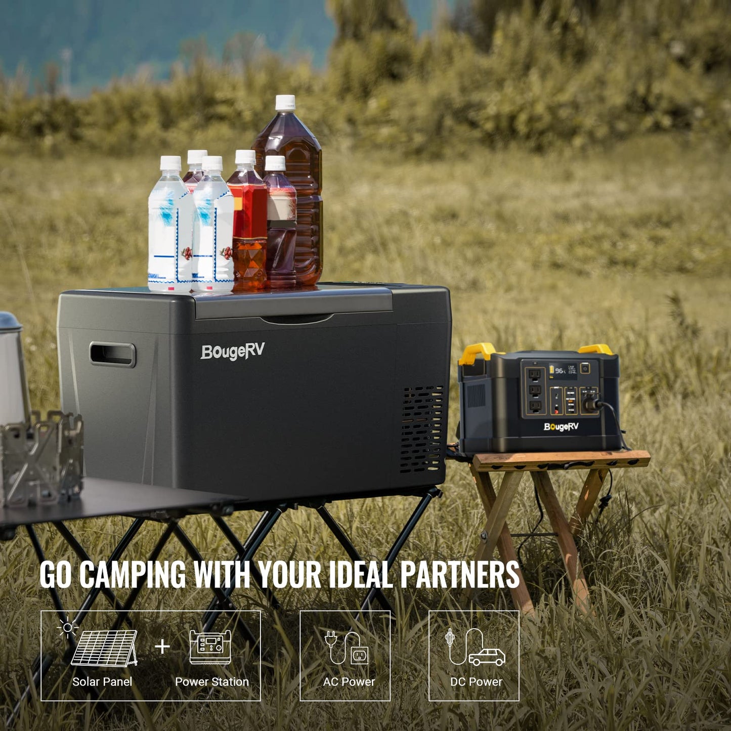 BougeRV 12 Volt Refrigerator 12V Car Fridge 23 Quart Portable Freezer Compressor Cooler 12/24V DC 110~240 Volt AC for Truck Van RV Camper SUV Travel Camping Road Trips Tailgating -7℉~50℉