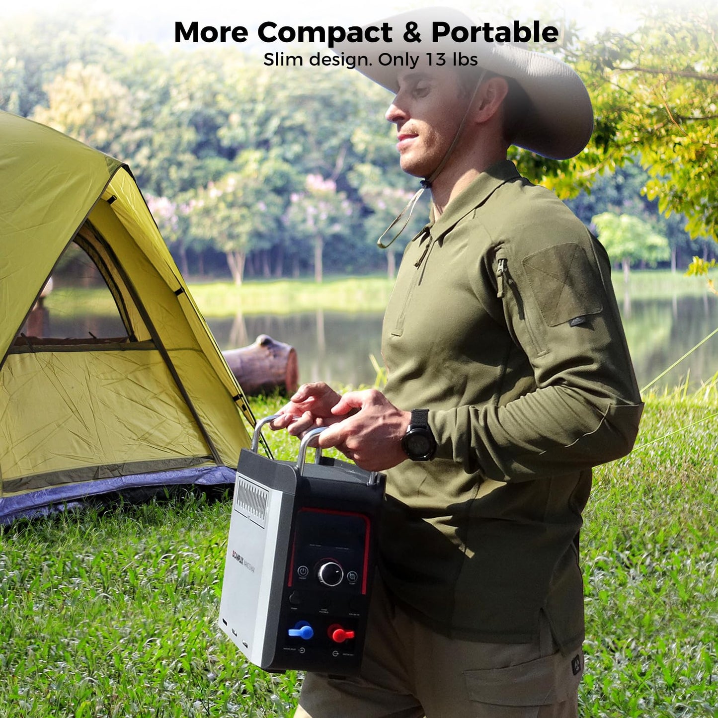 CAMPLUX Battery Powered Portable Water Heater, 1 lb On-Demand Propane Camping Shower Nano 3 Pro, On Ground Camp Water Heater & Shower Pump