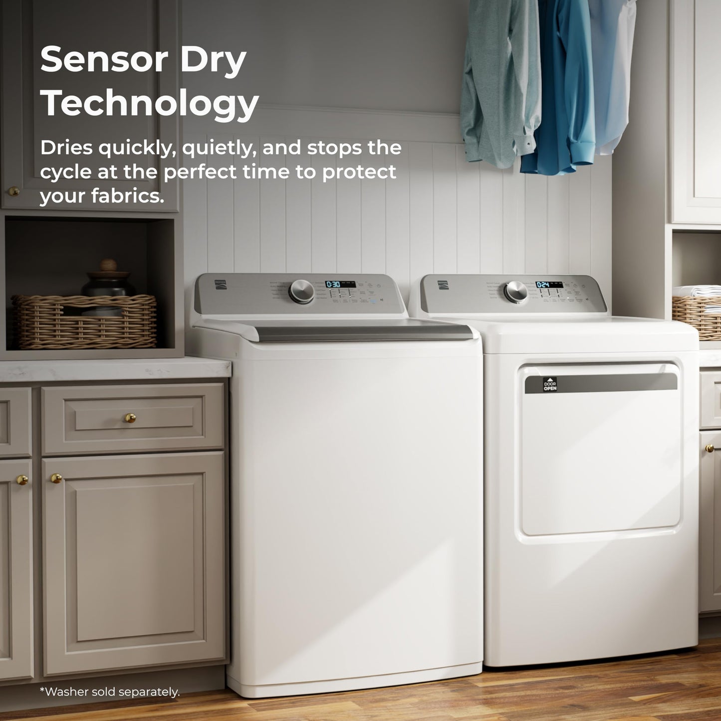 Kenmore 7.0 cu. ft. Front Load Gas Dryer-with Guard to Reduce Wrinkles & Static-Sanitize and Smart Sensor Drying-LED, White