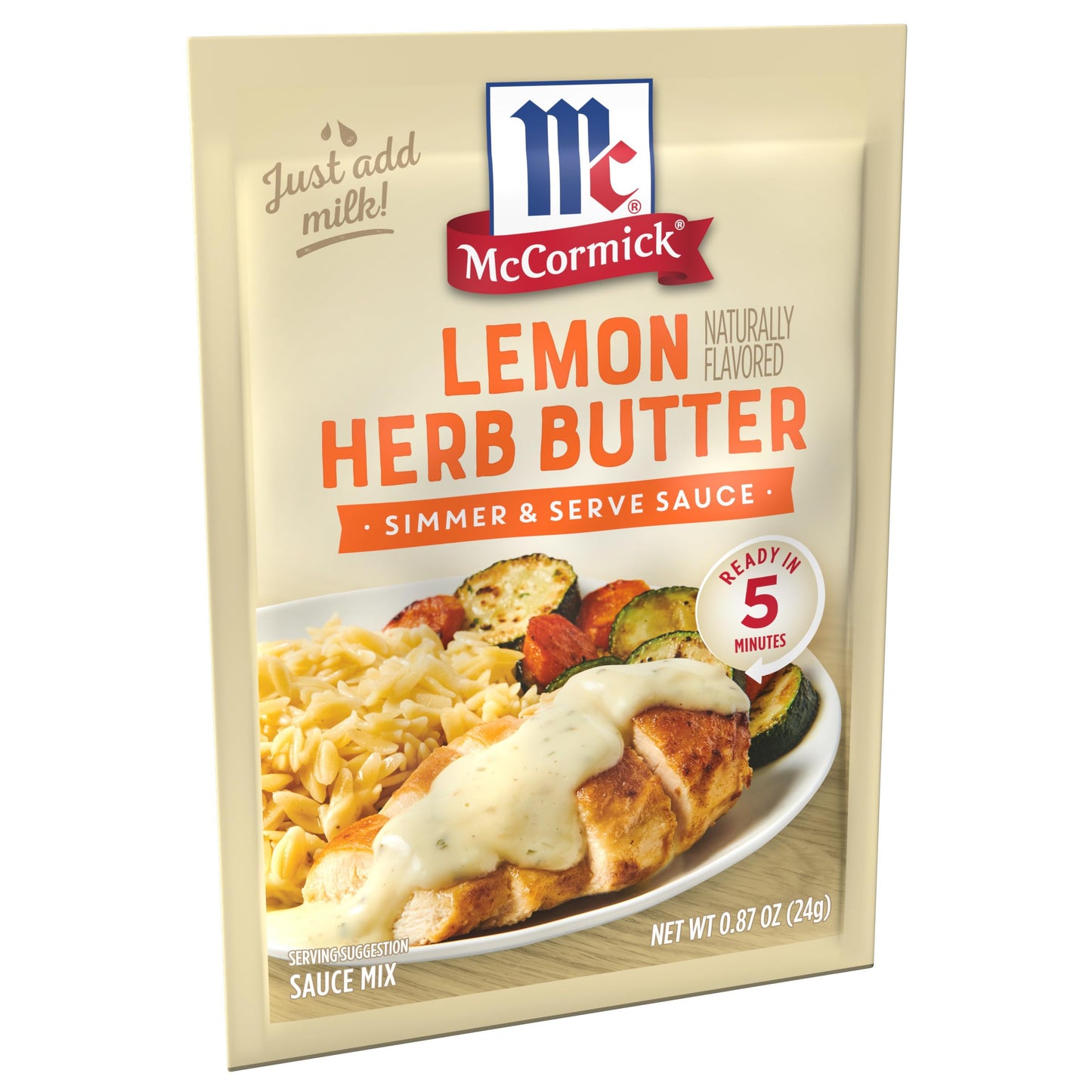 McCormick Lemon Herb Butter Simmer & Serve Sauce Mix, 0.87 oz (Pack of 12)