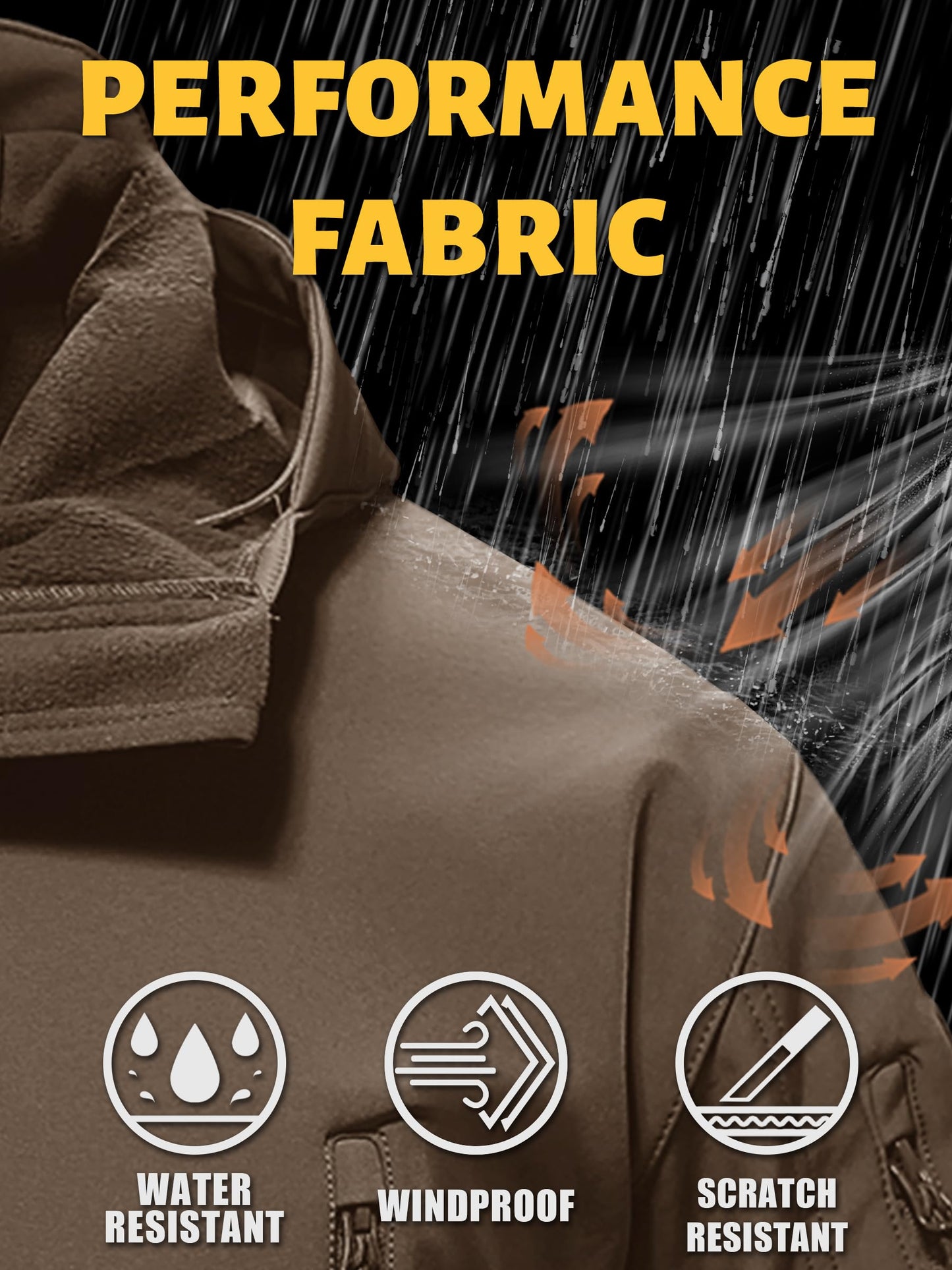 TACVASEN Men's Special Ops Military Tactical Rain Jackets Winter Warm Fleece Softshell Hooded Raincoat Snowboard