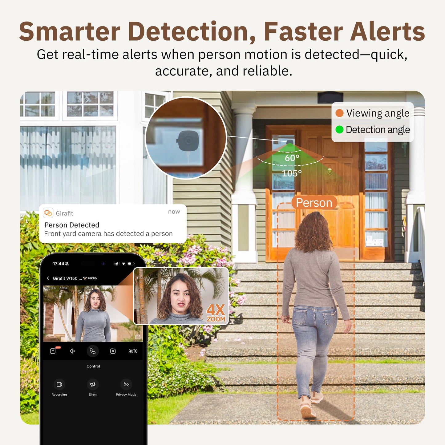 Girafit 3MP 2K Window Camera,2.4GHz & 5GHz WiFi Indoor Cameras for Home Security with ChroMax Al Color Night Vision,Person & Motion Detection,24/7 Recording,Easy & Quick Install