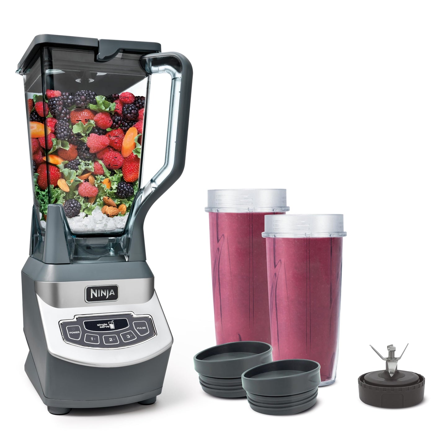 Ninja Professional Blender 1000W, Total Crushing Technology for Smoothies, Ice Crushing & Frozen Fruit, Full-Size Countertop Blender, 72-oz. Pitcher, Black & Grey, BL610