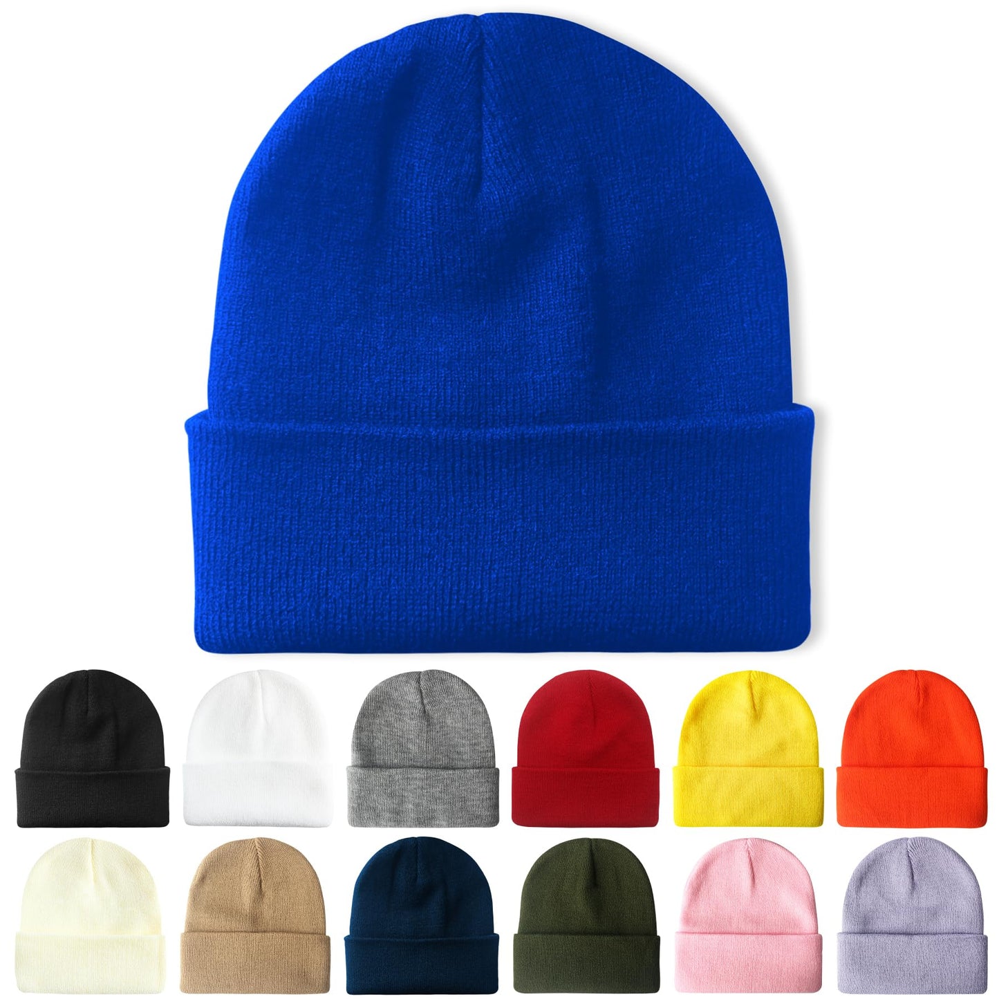 PFFY Beanie for Men Women Unisex Knit Cuffed Plain Winter Beanies Hats Skull Cap