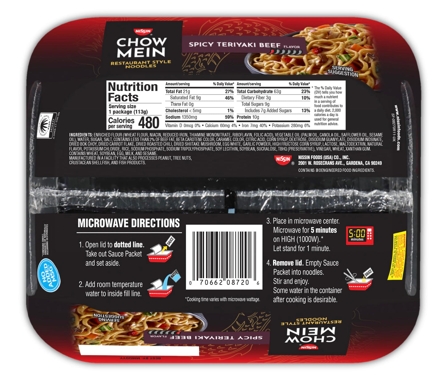 Nissin Cup Noodles Soup, Beef Flavor, Microwaveable Paper Cups, Instant Ramen, 2.25 Ounce (Pack of 12)