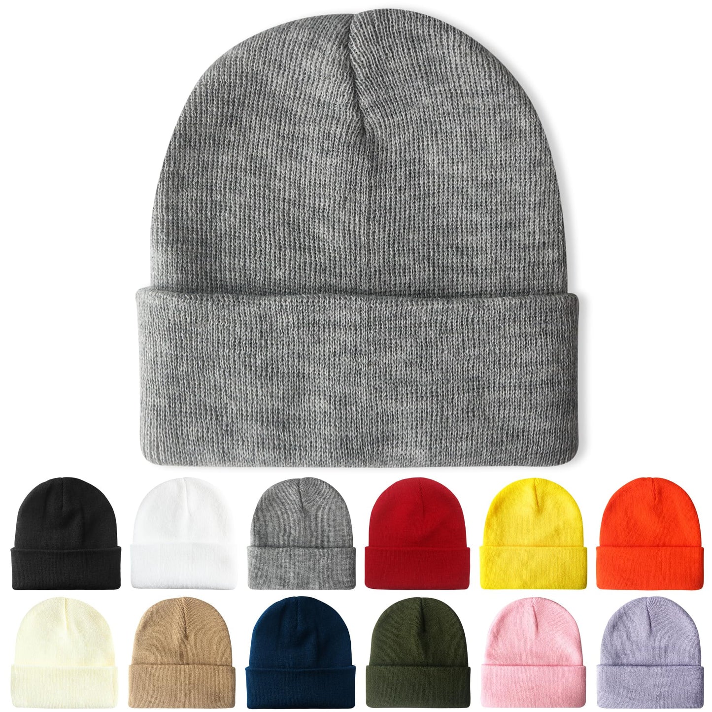 PFFY Beanie for Men Women Unisex Knit Cuffed Plain Winter Beanies Hats Skull Cap