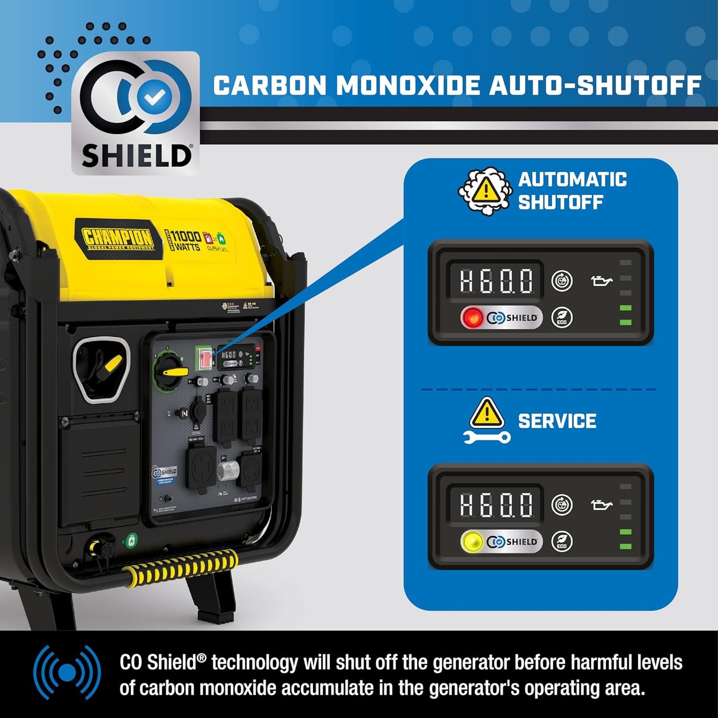 Champion Power Equipment 11,000-Watt Electric Start Dual Fuel Home Backup Portable Inverter Generator with Quiet Technology and CO Shield