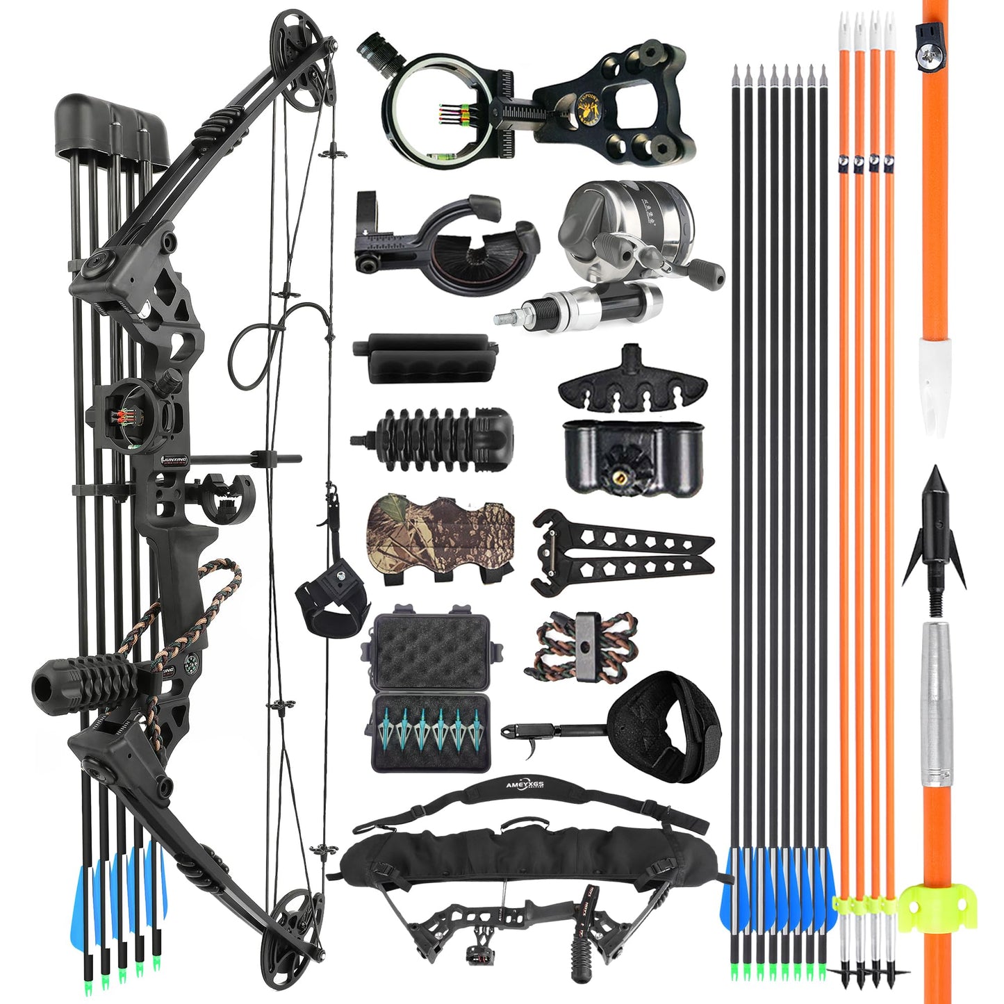 Archery Bowfishing Compound Bow Kit Ready to Fish Kit with Bowfishing Reel, Bow Fishing Arrows Right & Left Handed for Adult/Youth Fishing Hunting Target Shooting