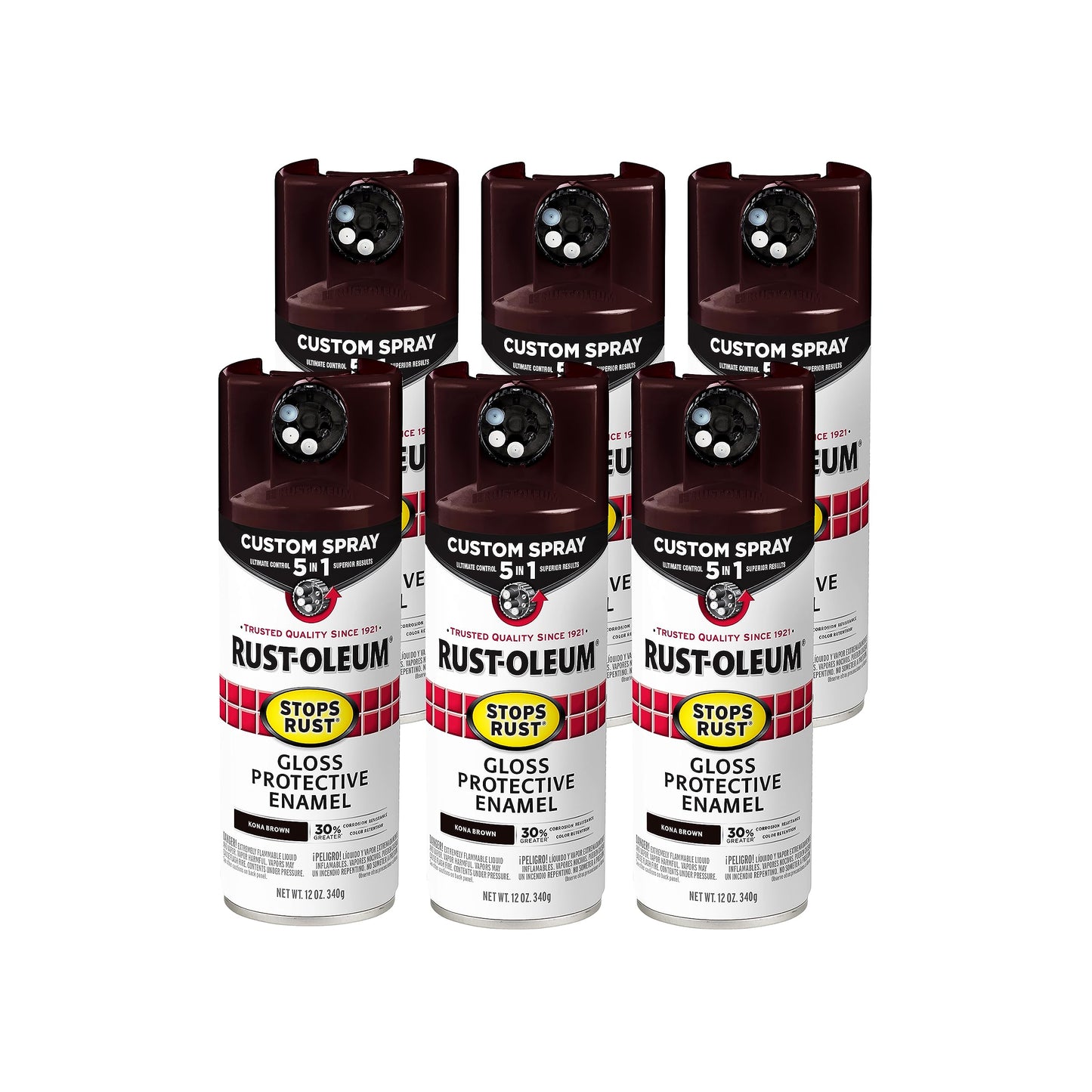 Rust-Oleum 376892 Stops Rust Custom Spray 5-in-1 Spray Paint, 12 oz, Gloss Leather Brown