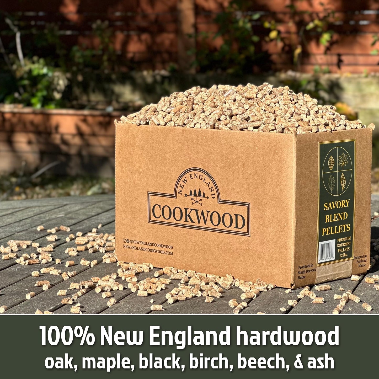 Savory Blend 5 Inch Universal Cooking Firewood - 14lbs. ~1000cuin Premium Kiln Dried Cooking Wood for Grills, Smokers and Ooni, Solo, Bertello Pizza Ovens (Savory Hardwood Blend)