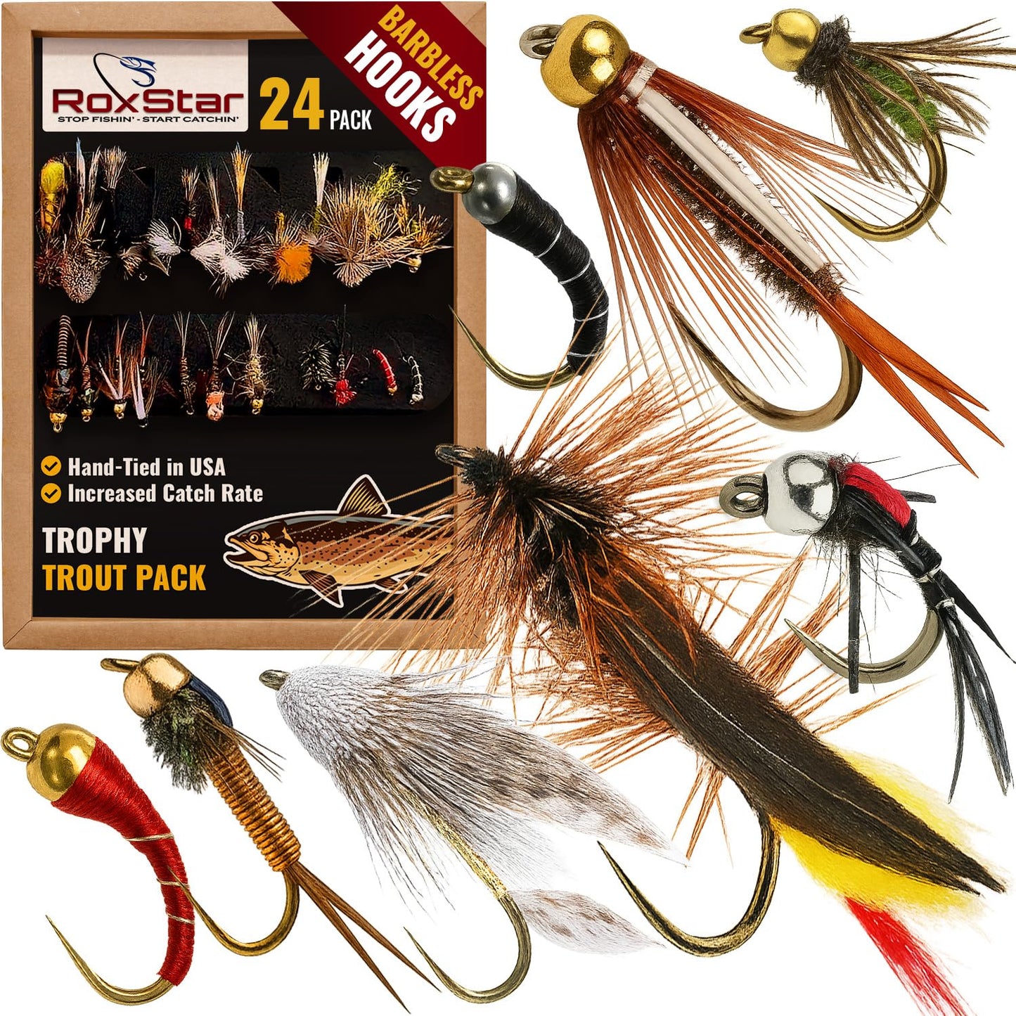 RoxStar Fishing Fly Shop | Trophy Trout Fly Assortment | Wet & Dry Trout Flies | Gift Box Included. | Proudly Made in The USA…