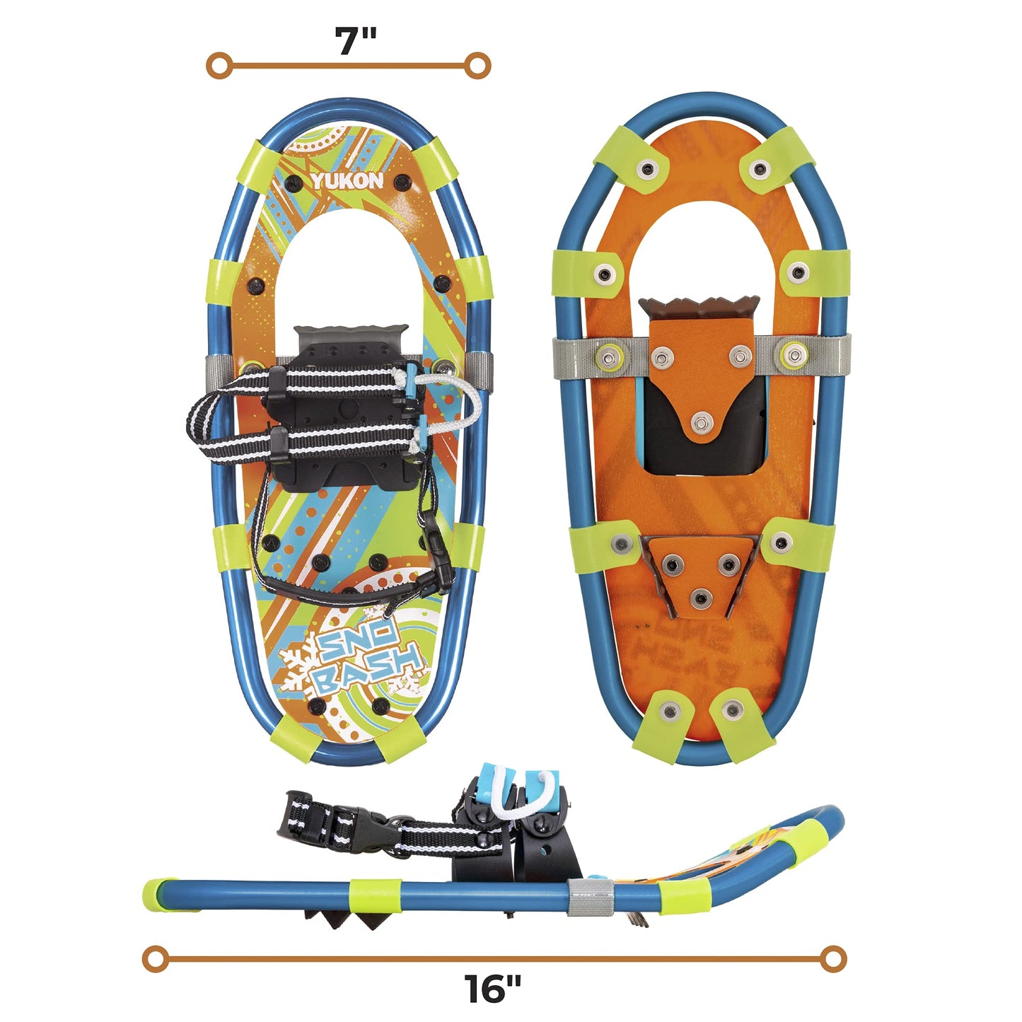 Yukon Charlie's SNO-Bash Youth Aluminum Snowshoe, Measures 7-inch x 16-inch