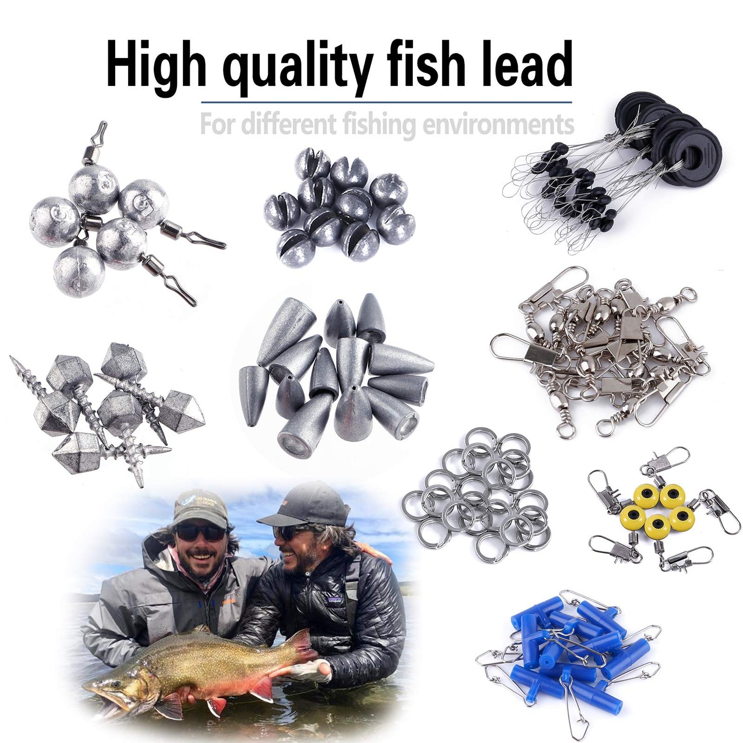 TOPFORT 187/343pcs Fishing Accessories Kit, Organized Fishing Tackle Box with Tackle Included, Fishing Hooks, Fishing Weights Sinkers, Fishing Gear and Equipment, Fishing Gift for Men