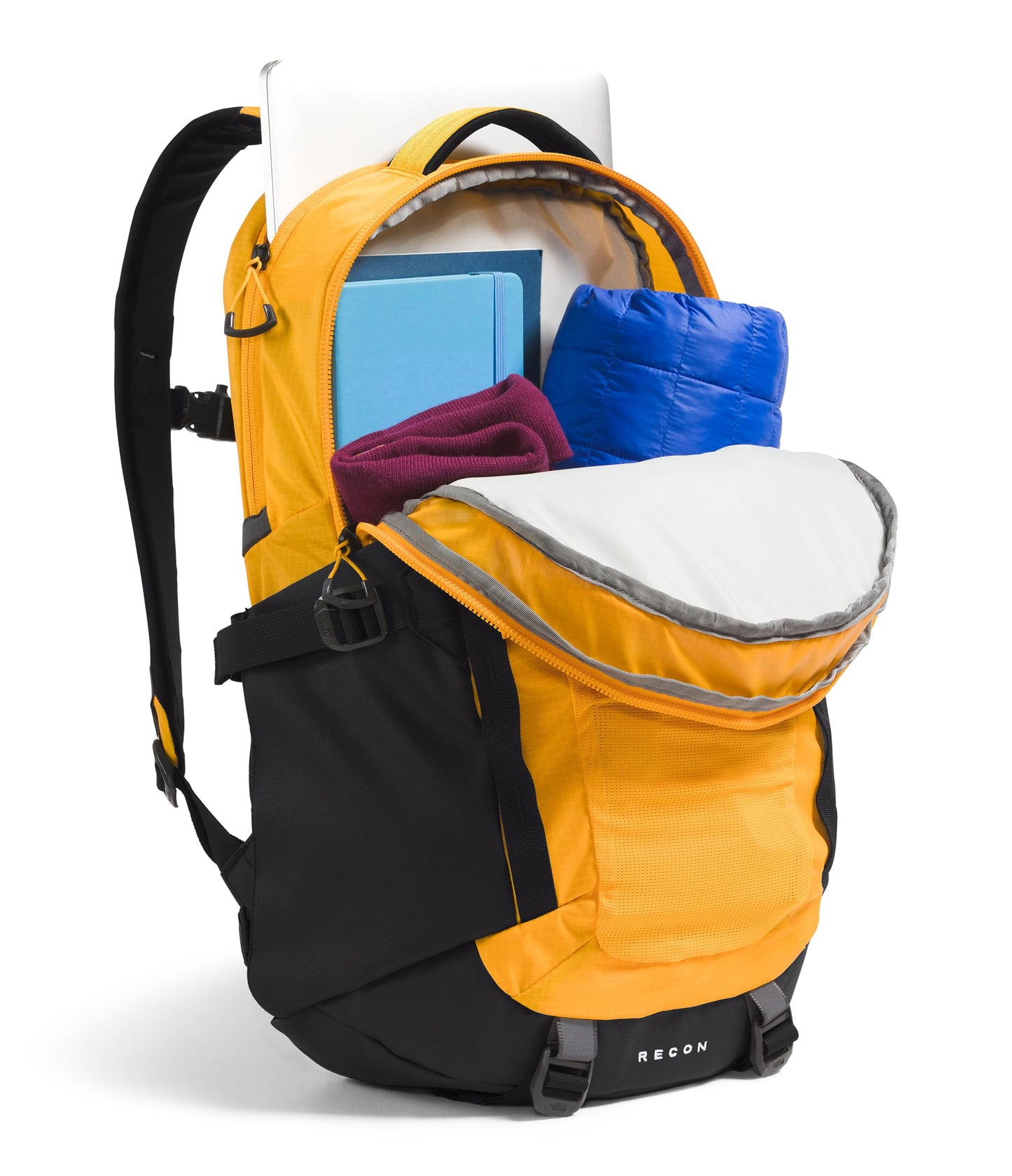 THE NORTH FACE Recon Everyday Laptop Backpack | Daypack with Water Repellent Finish, 16" Laptop Sleeve, 2 Water Bottle Pockets, TNF Black/TNF Black-NPF, One Size