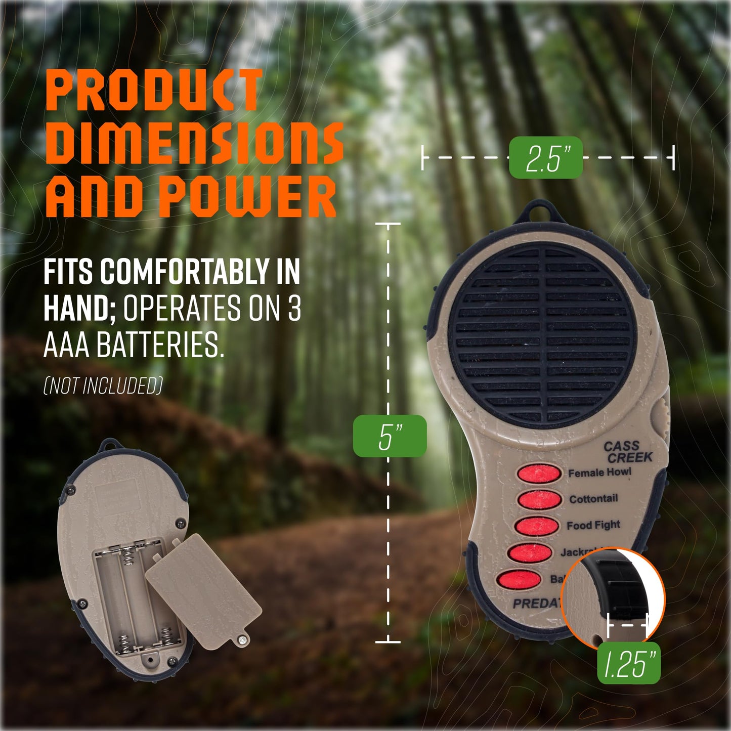 Cass Creek Ergo Call, Handheld Electronic Hunting Call, Compact Design, 5 Authentic Calls in 1, Expert Calls for Everyone